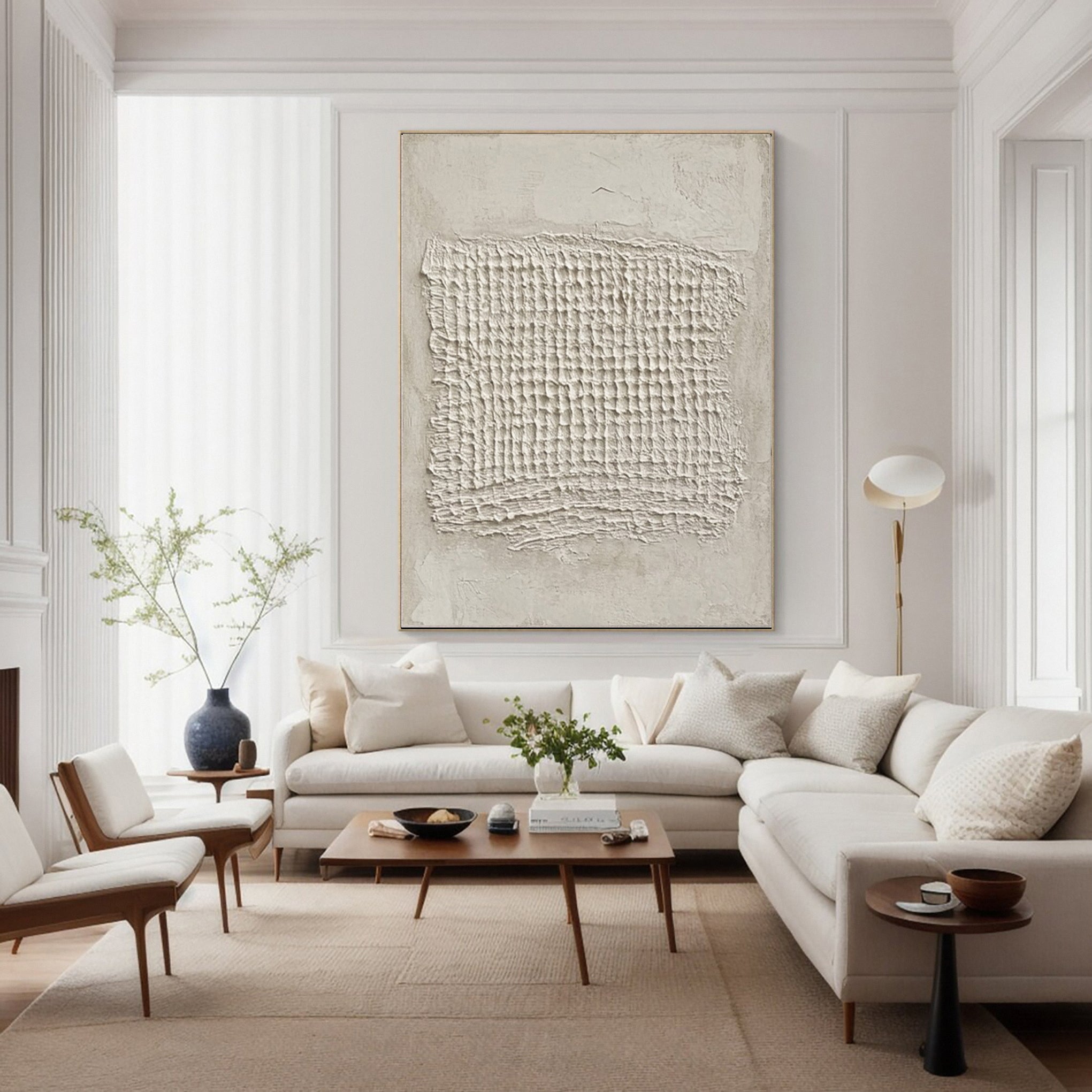 Contemporary Neutral Painting with Tactile Woven Center #BGA 235