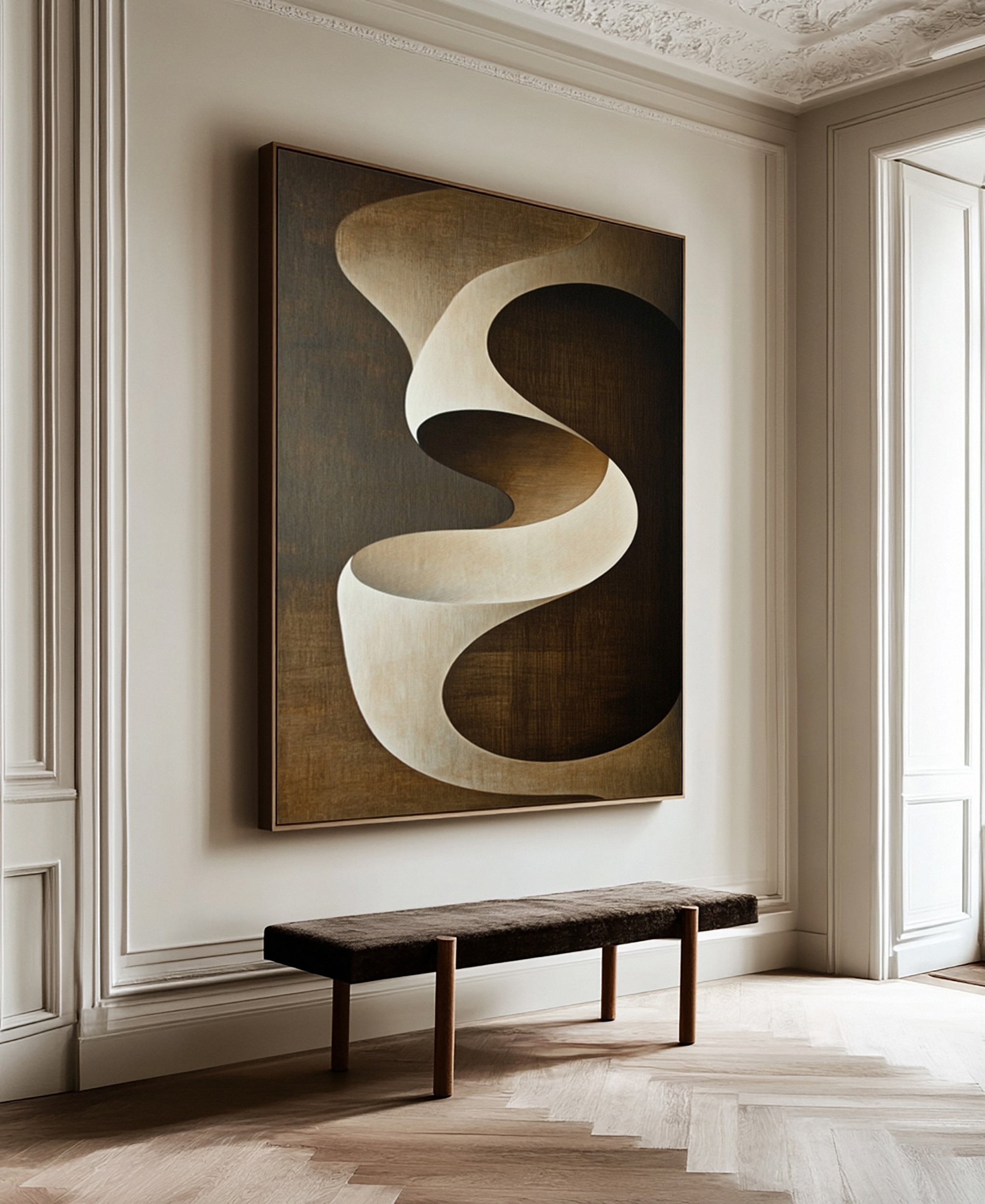 Ascending Curve: Dynamic Abstract in Earthy Tones #BGA 212