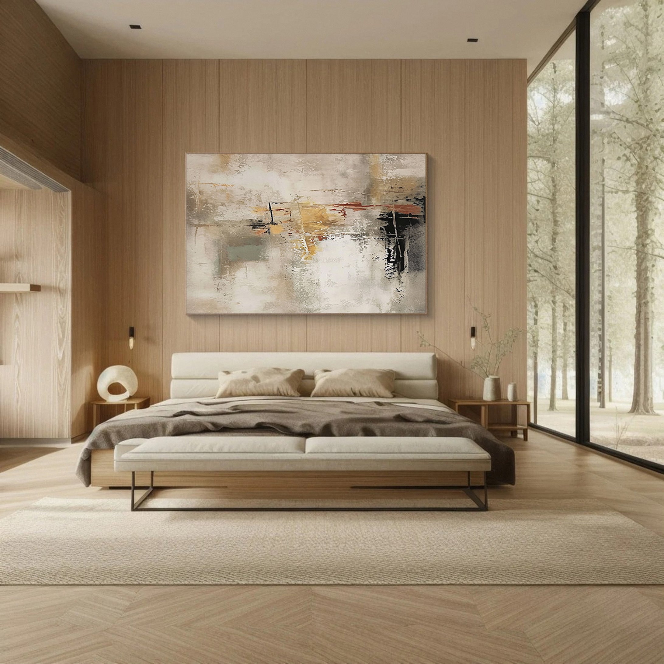 Large Abstract Canvas with Deep Texture and Muted Hues #BGA 218