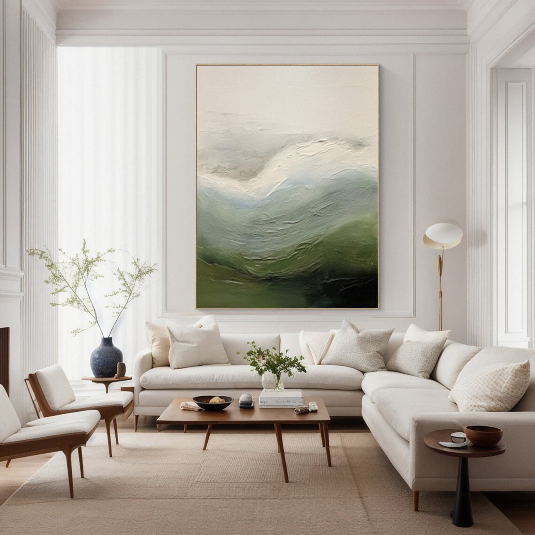 Contemporary Abstract Painting with Textured Hills and Soft Sky #BGA 252
