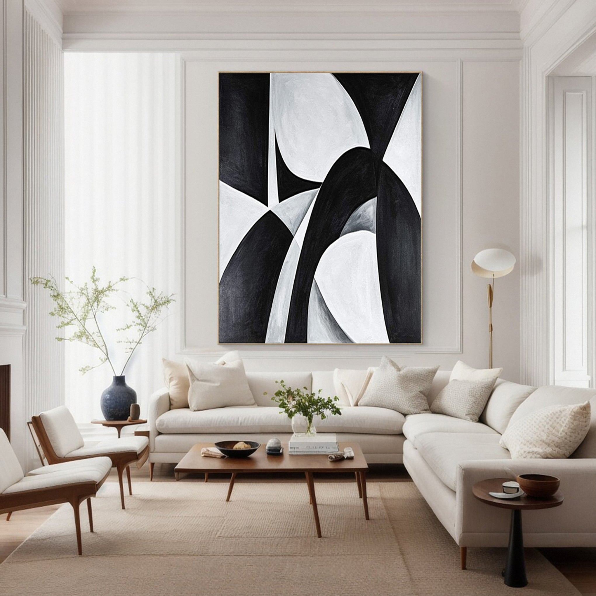 Modern Black And White Abstract Painting with Bold Shapes #BGA 253