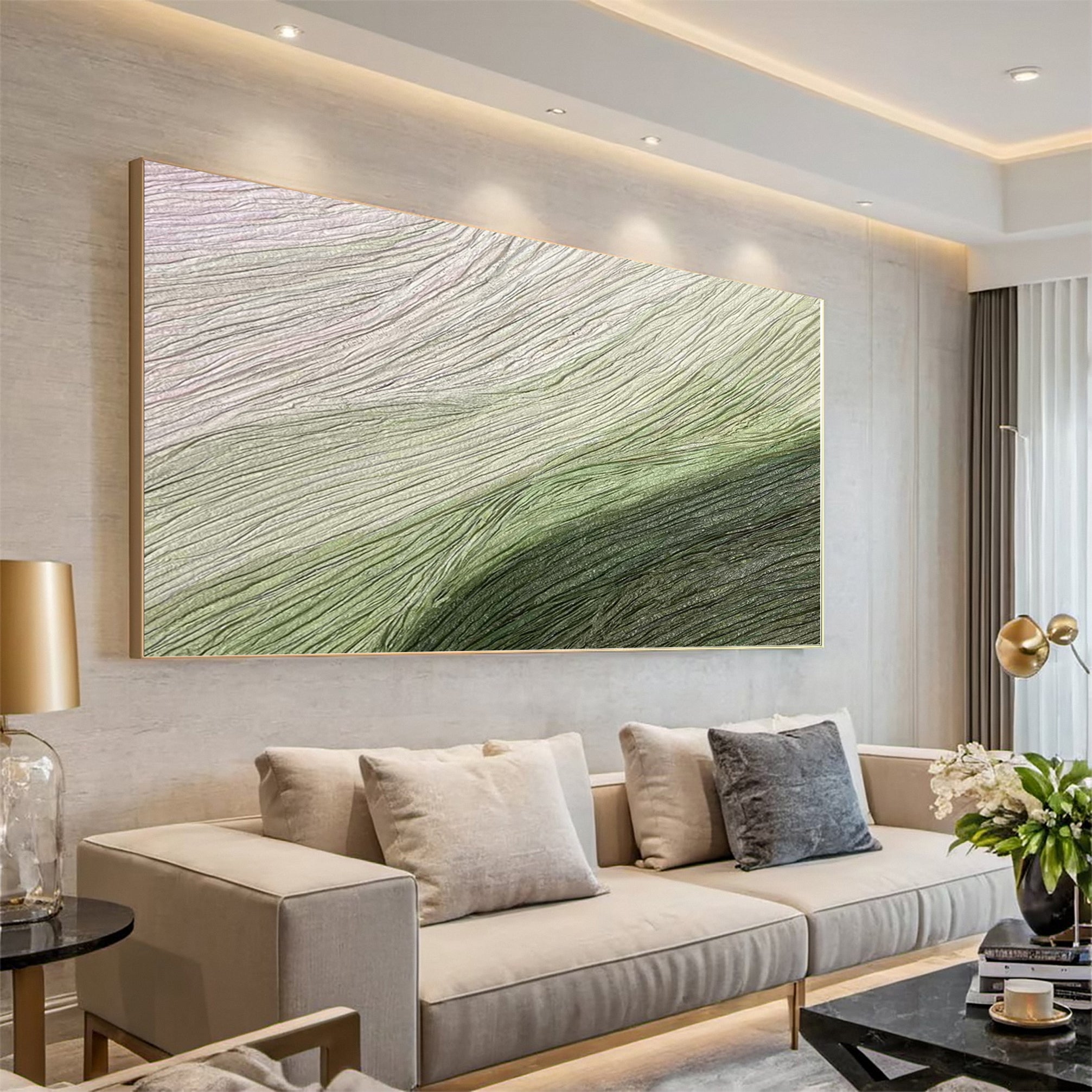 Modern Abstract Canvas with Organic Horizontal Textures #BGA 266