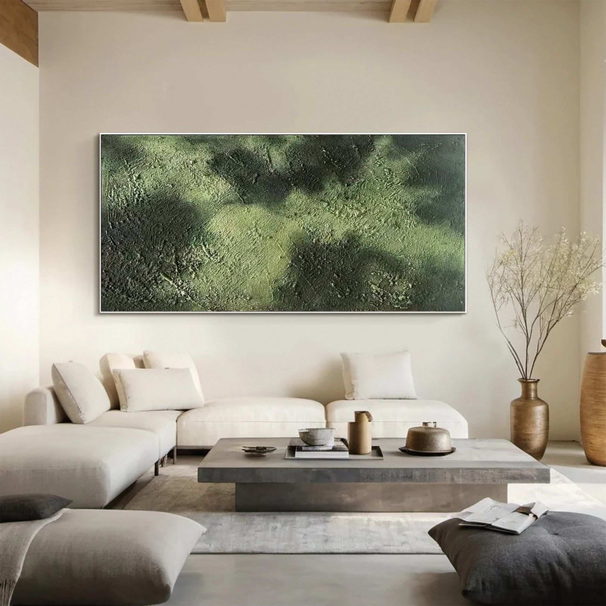 Green Abstract Ocean Wave Relief with Bold Tactile Surface #BGA 268