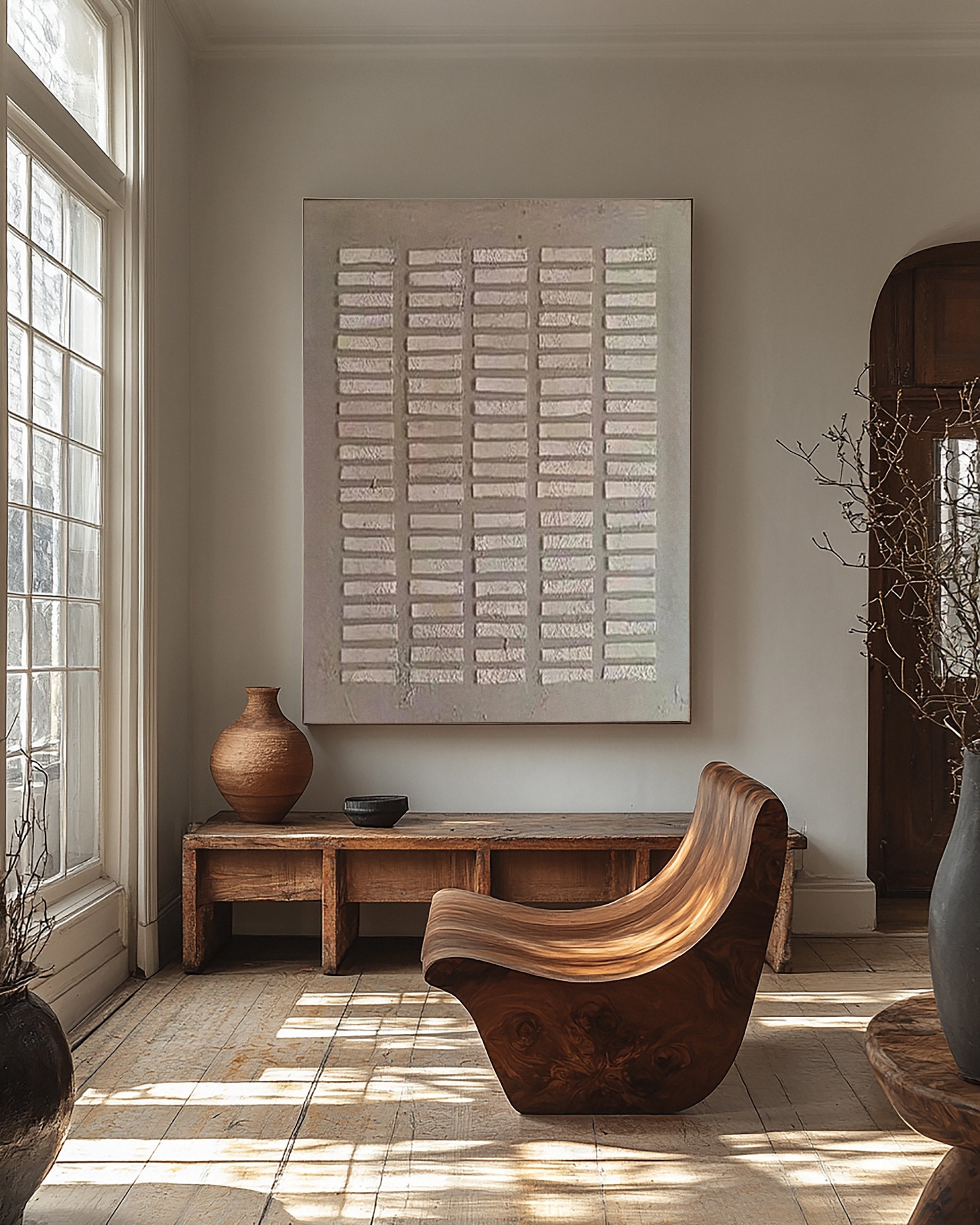 Minimalist Art with Horizontal Bands of Textured Rectangles #BGA 221