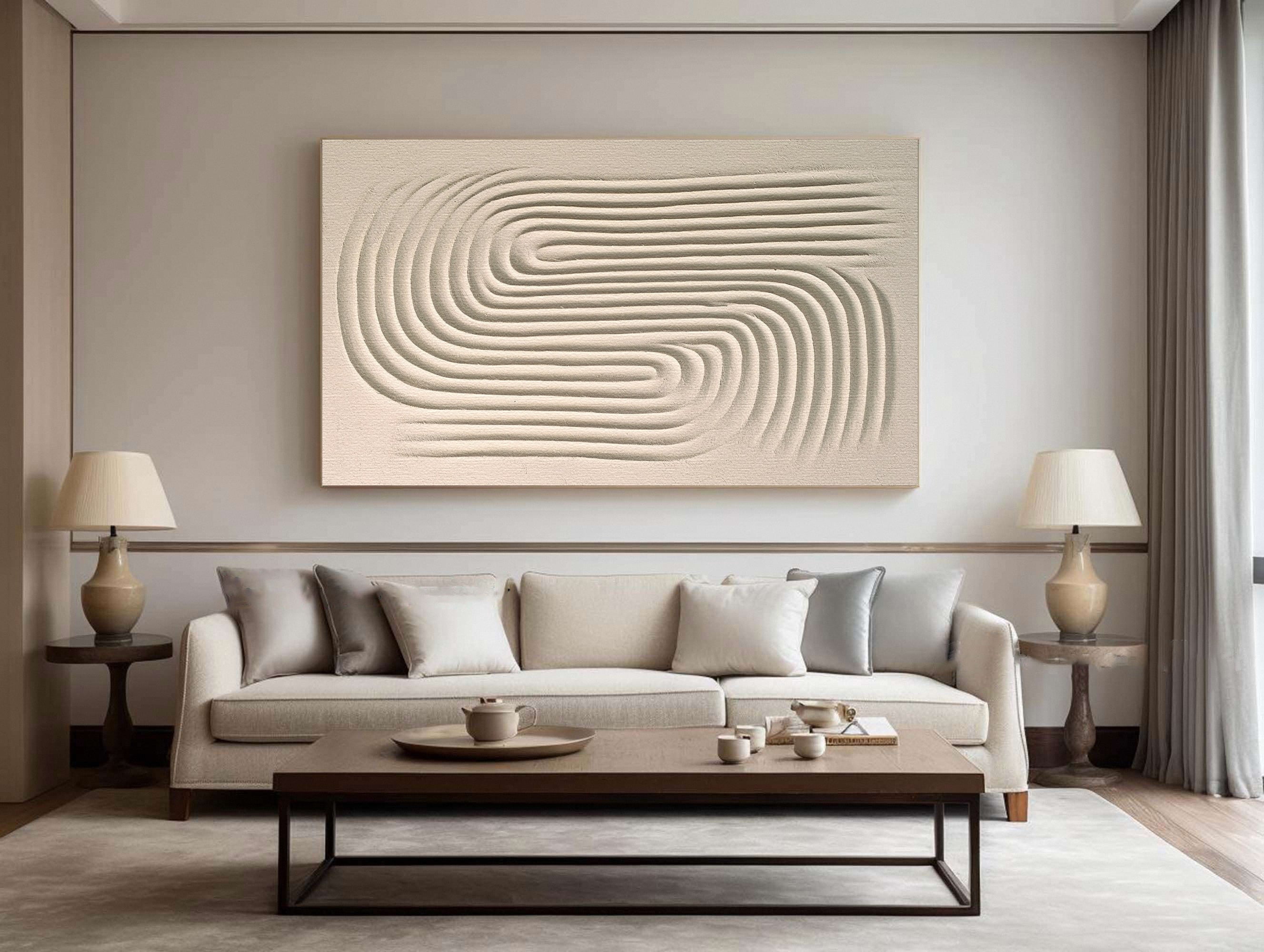 Minimalist Neutral Canvas with Textured Concentric Waves #BGA 226