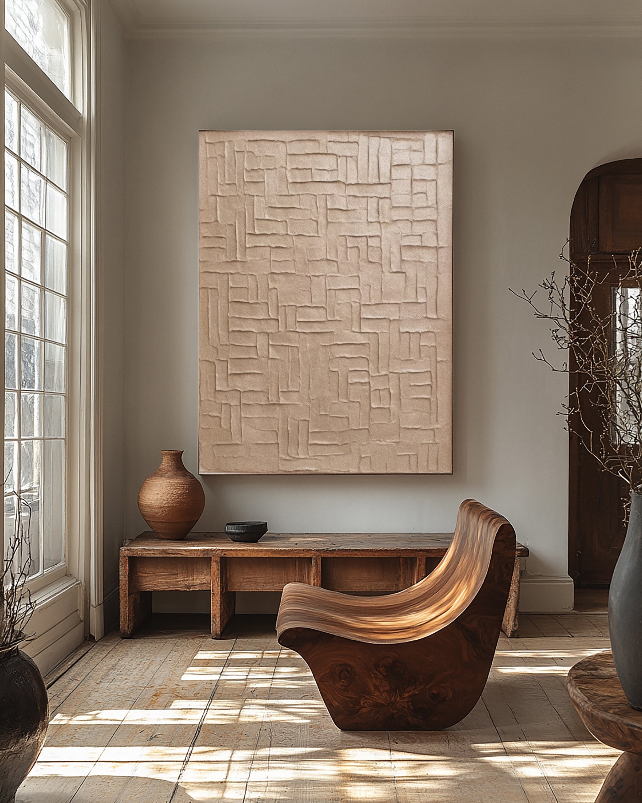 Minimalist Neutral Canvas with Structured Textured Blocks #BGA 224