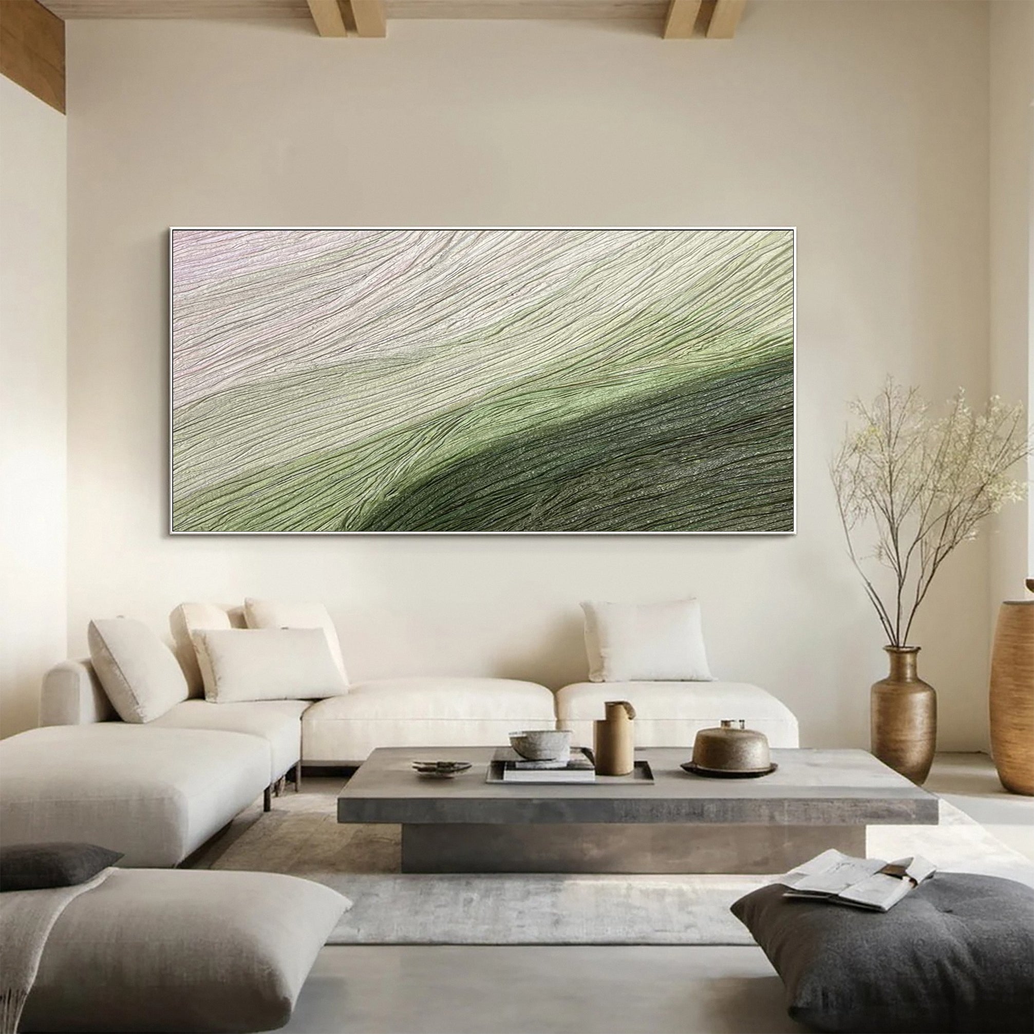 Modern Abstract Canvas with Organic Horizontal Textures #BGA 266