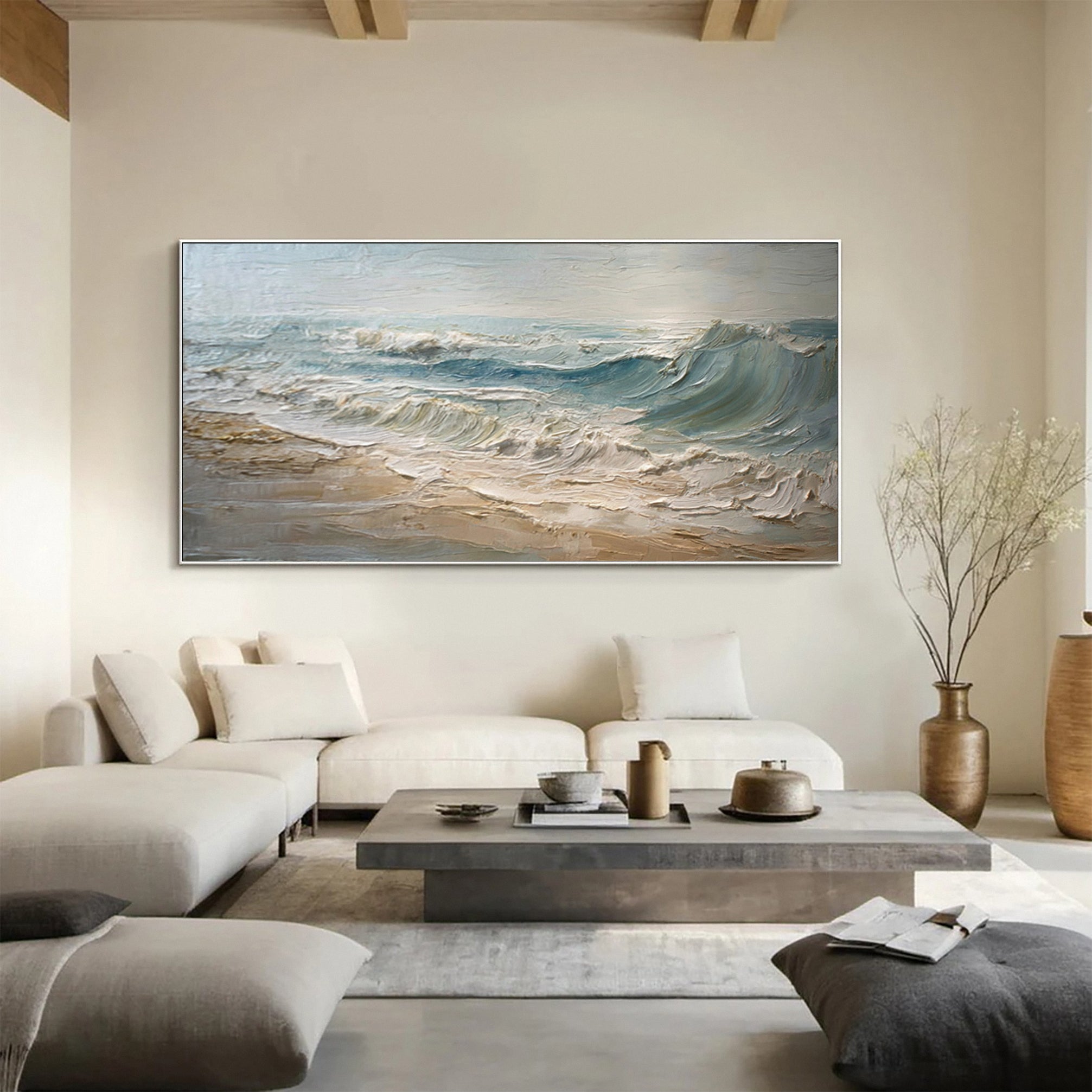 Contemporary Ocean Art Impasto Waves Wall Decor #WG 039