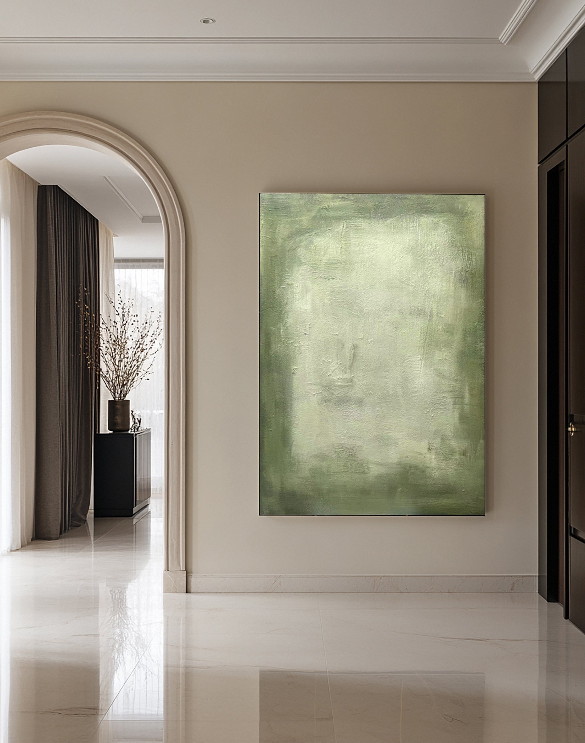Contemporary Canvas with Green Tones and Tactile Surface #BGA 261