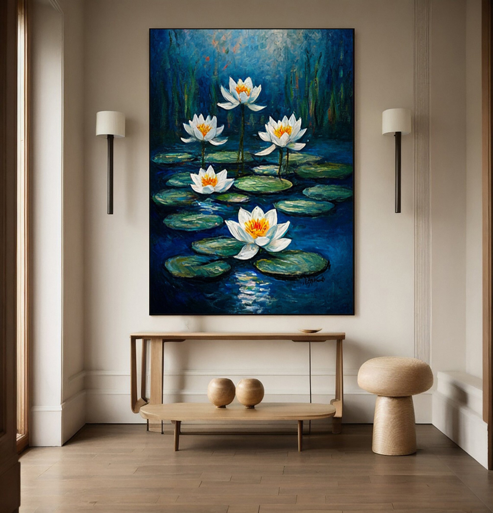 Contemporary Artwork Capturing the Tranquility of a Night Pond #BGA 278