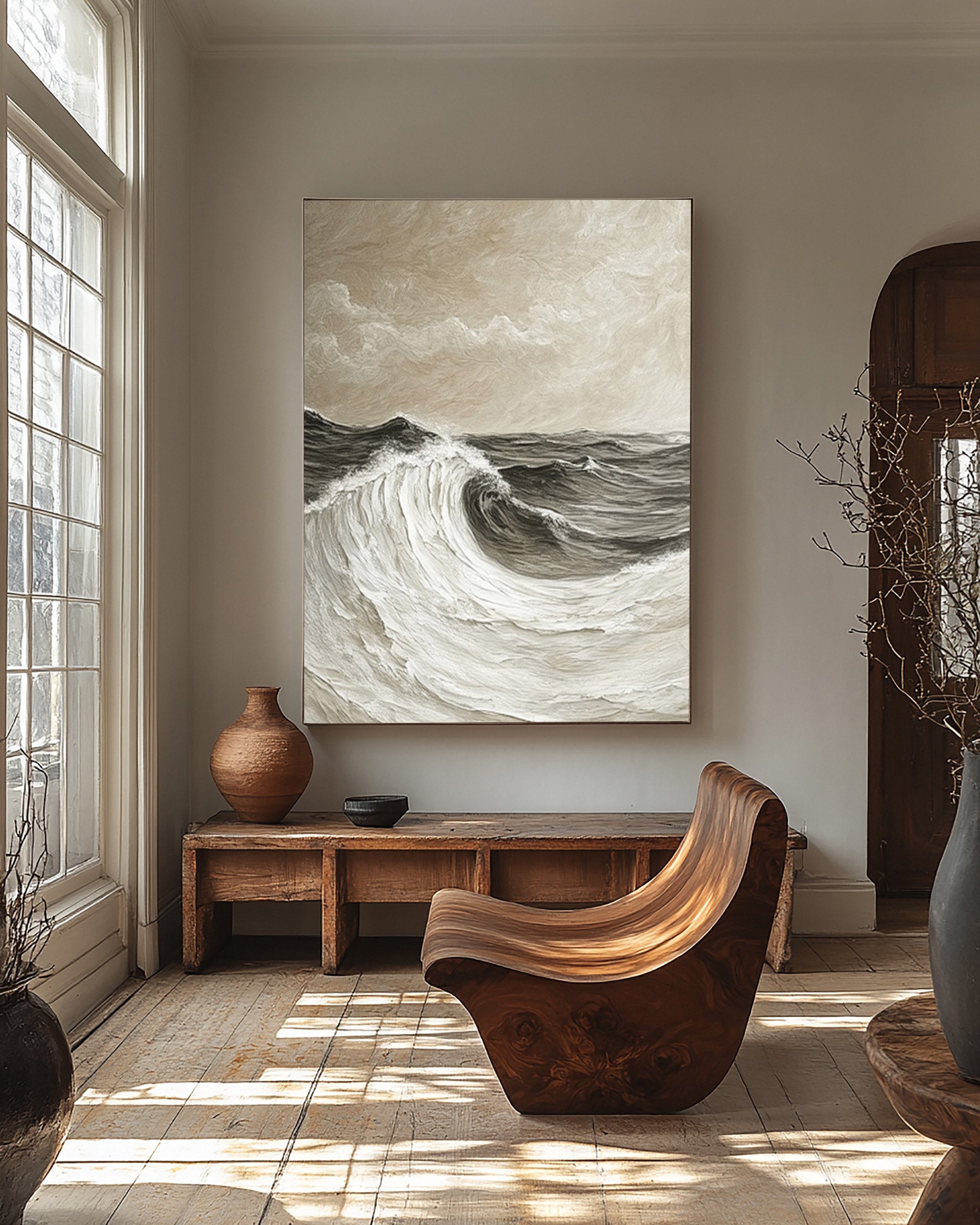 Modern Abstract Wave with Texture and Atmospheric Clouds #BGA 256