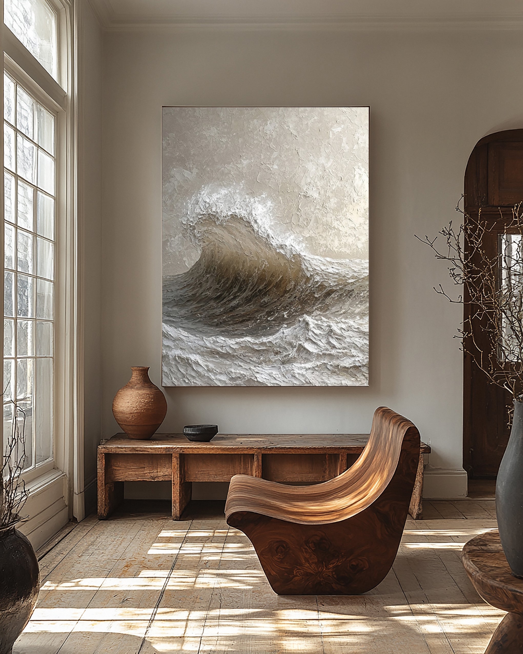 Dynamic Textured Ocean Wave Art Capturing Oceanic Power #BGA 243