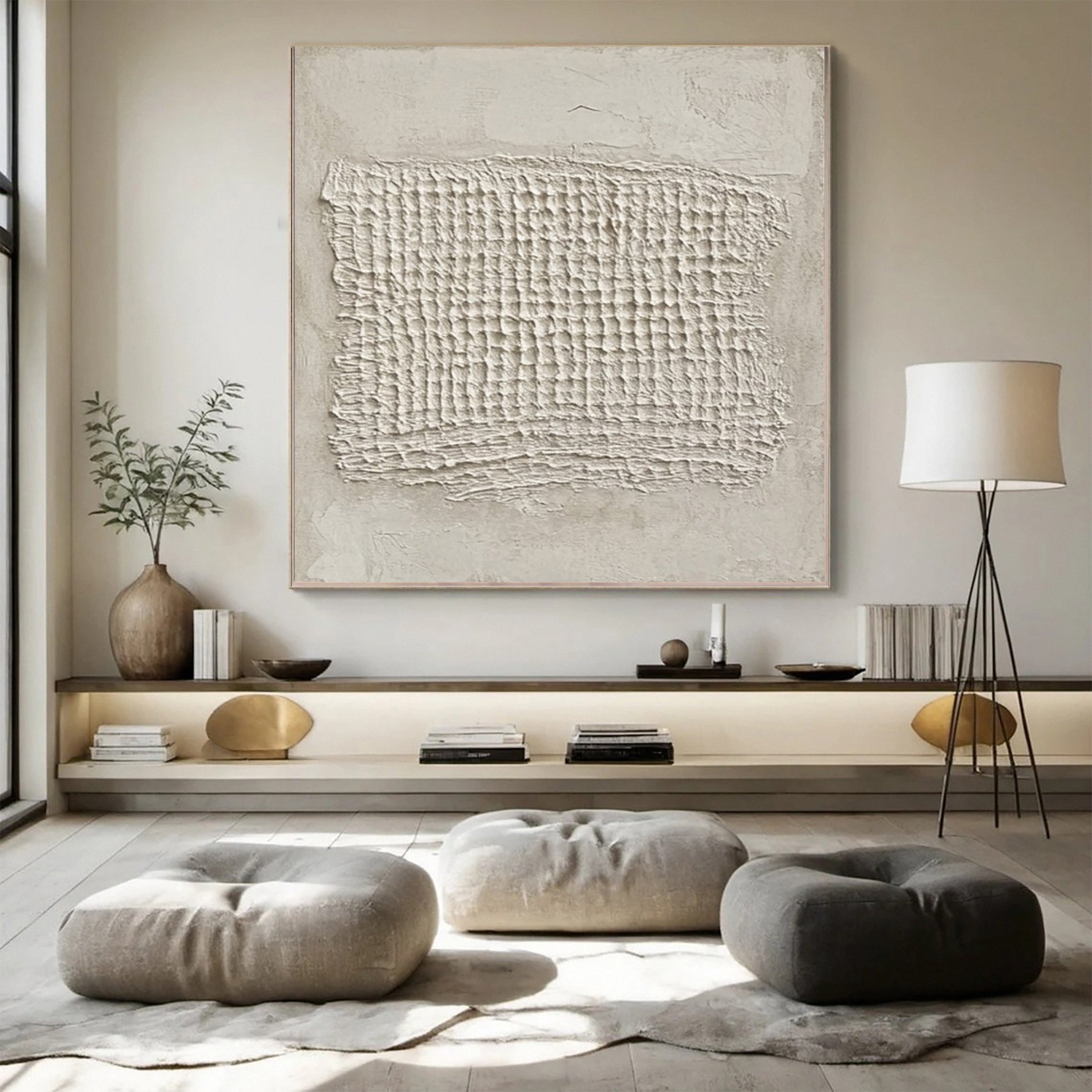Contemporary Neutral Painting with Organic Textured Center #BGA 233