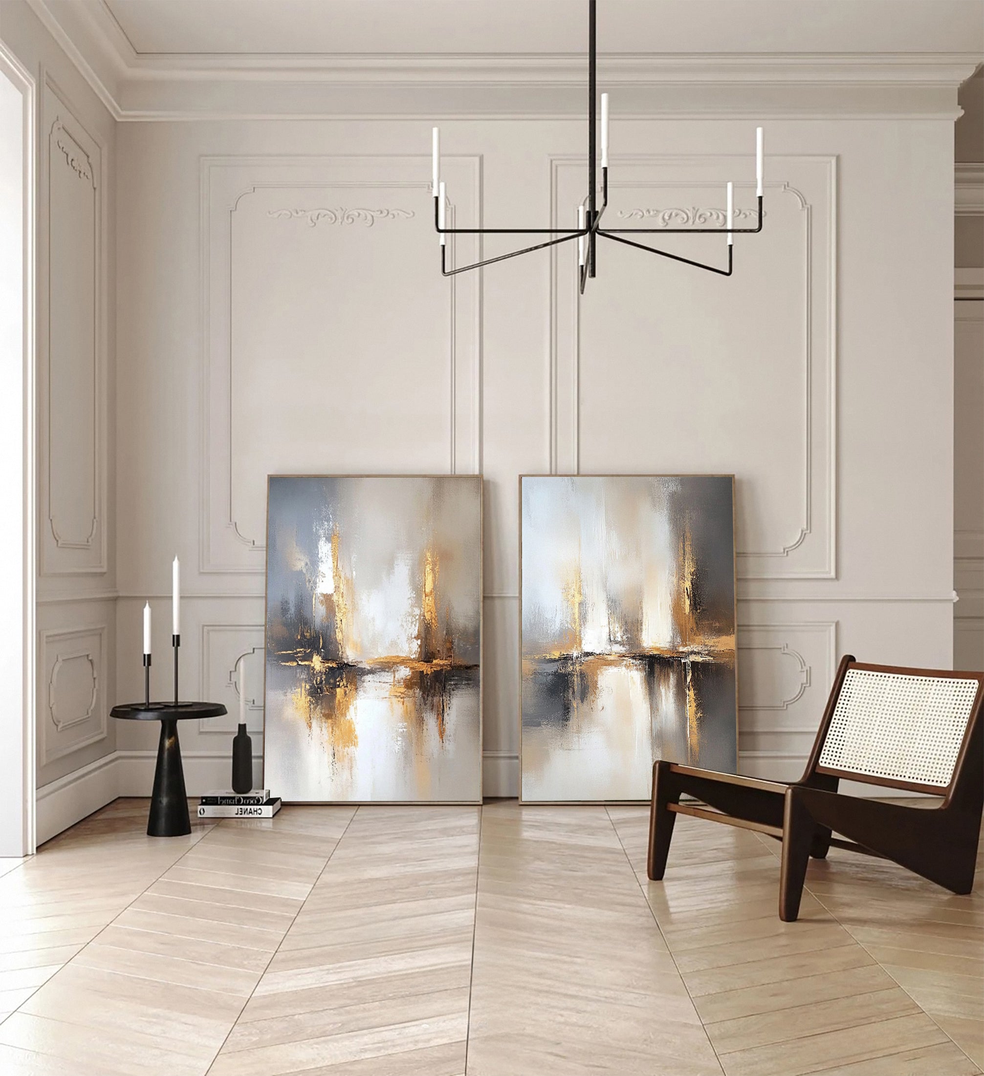 Chic Abstract Modern Artwork for Contemporary Homes Set Of 2 #BBS 014