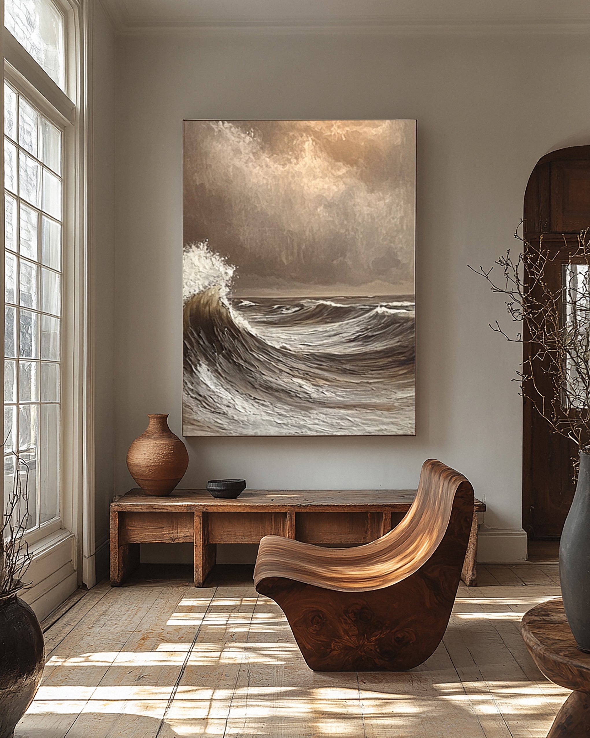 Modern Abstract Wave with Heavy Texture and Dramatic Sky #BGA 255