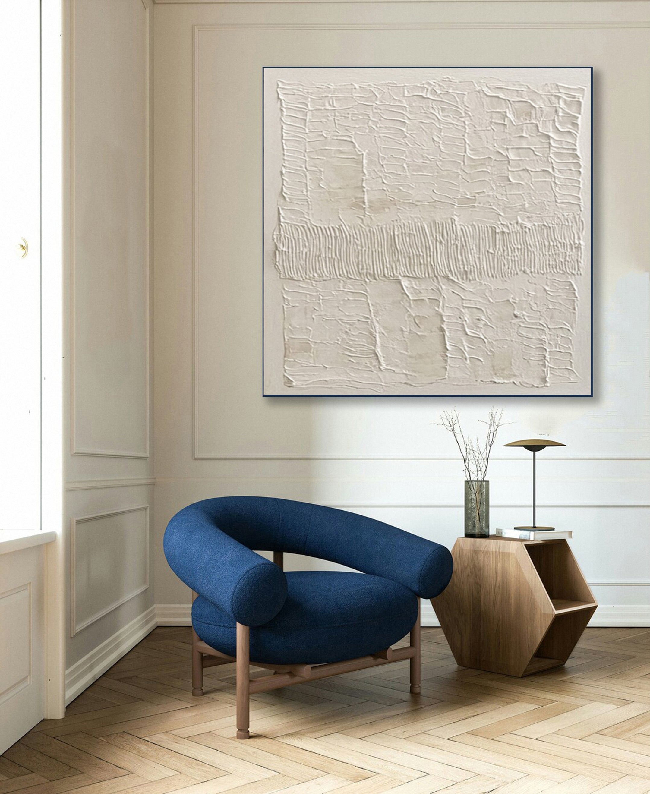 Minimalist Neutral Art with Varied Horizontal Tactile Bands #BGA 236