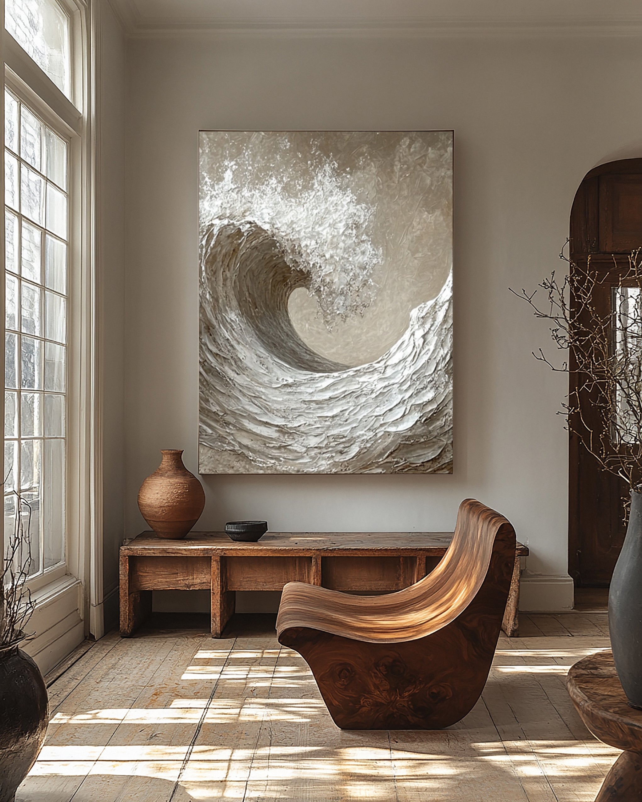 Sculpted Fury: Abstract Wave with Tactile Depth #BGA 242