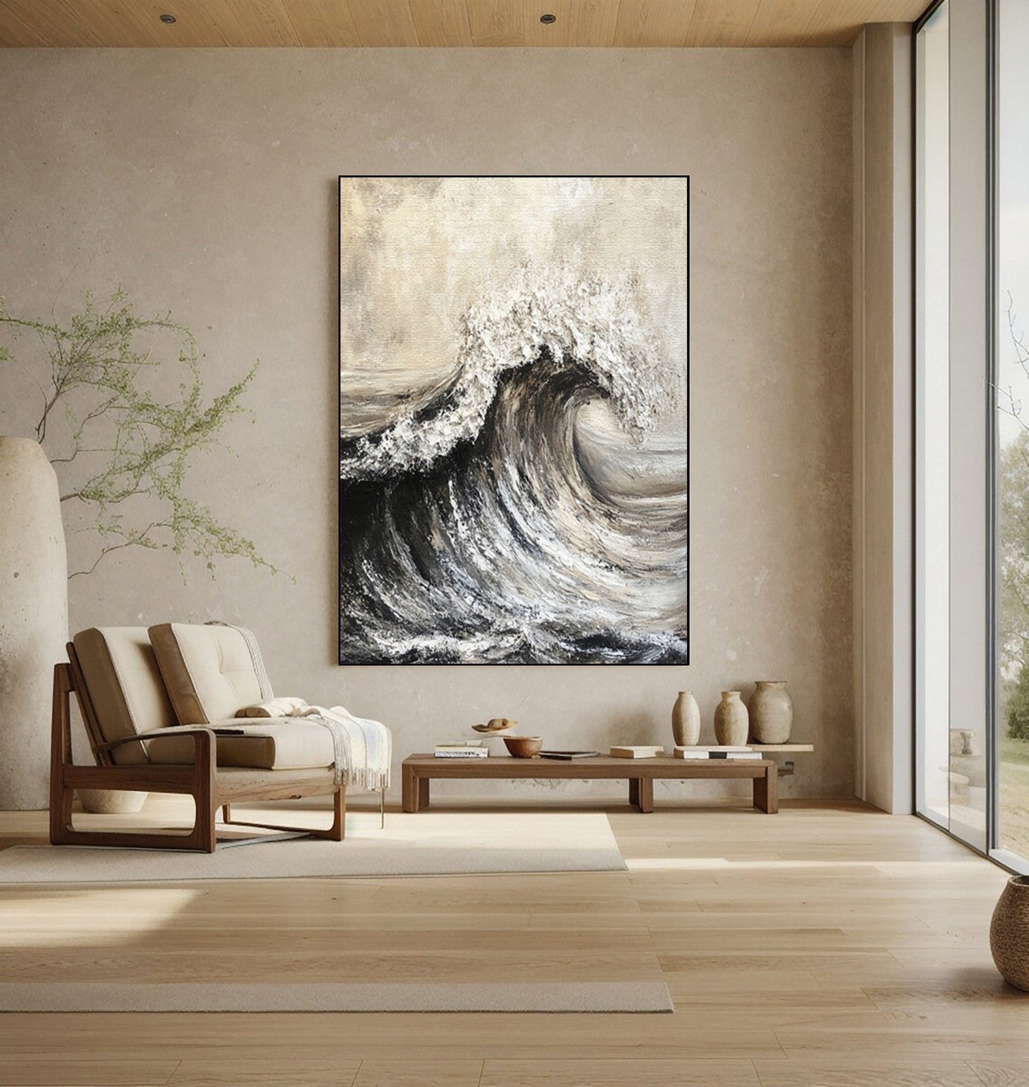 Brown Abstract Ocean Wave Relief with Bold Tactile Surface #BGA 265