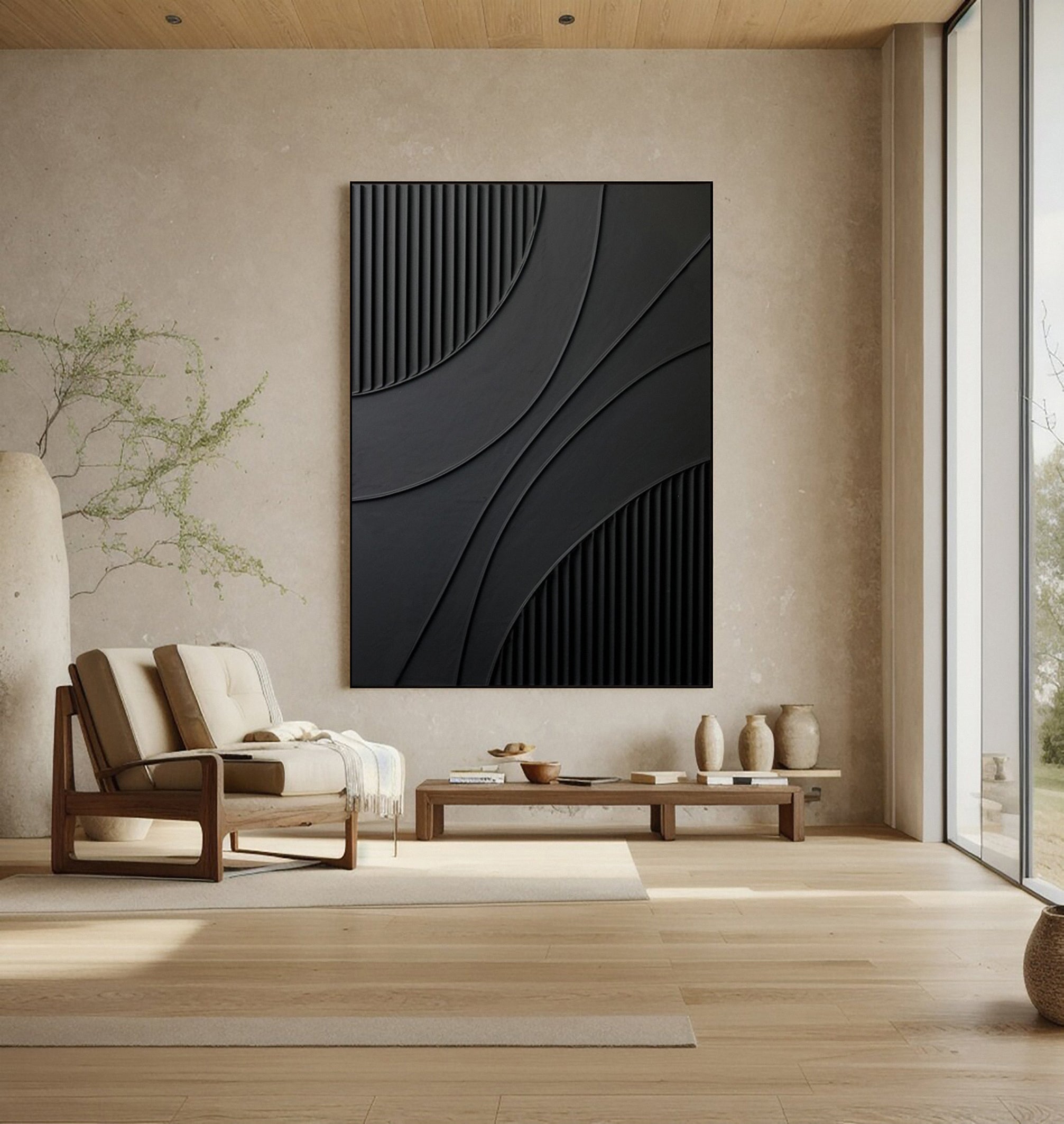 Contemporary Art with Striated Sections and Smooth Areas #BGA 246