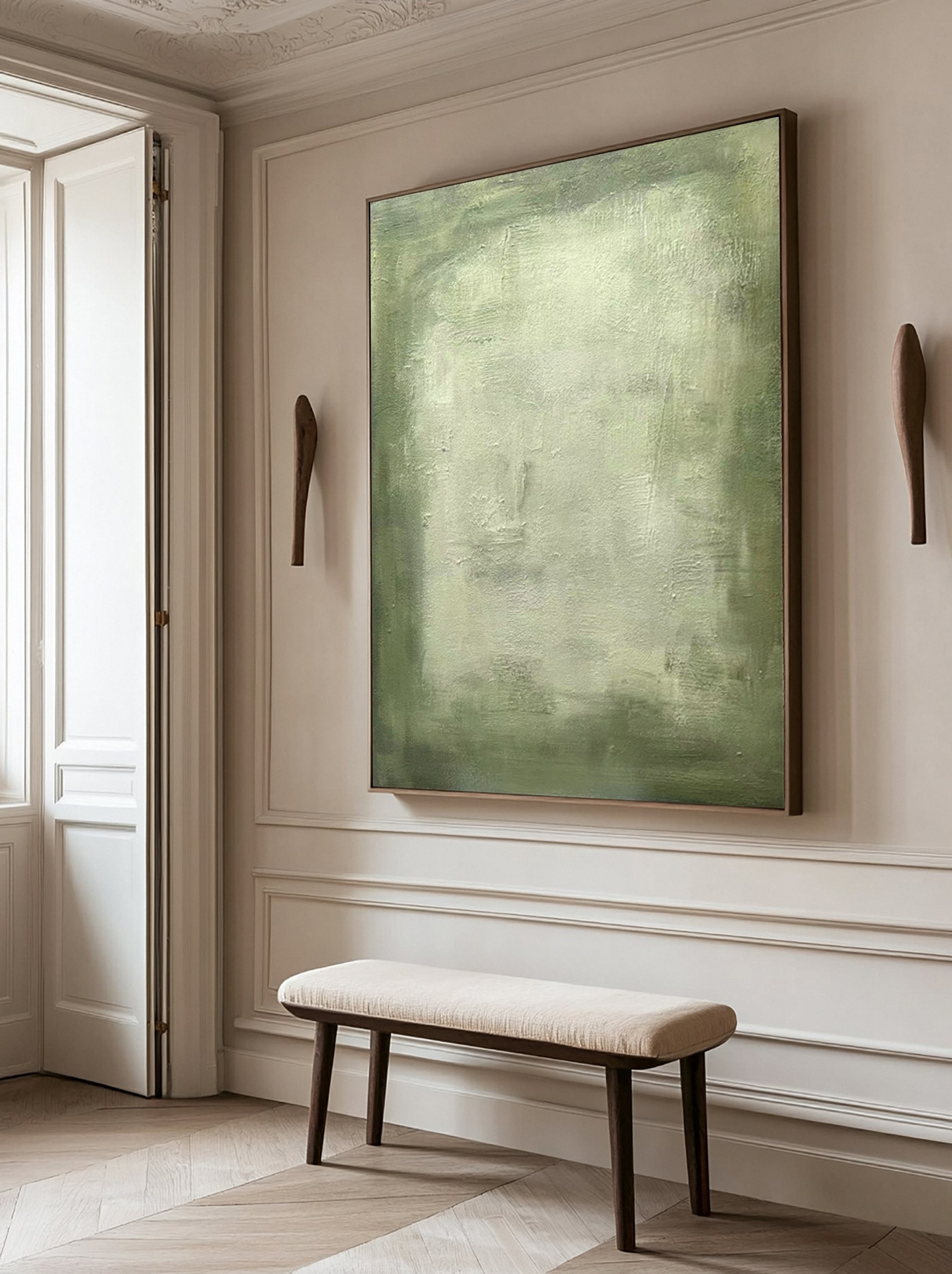 Contemporary Canvas with Green Tones and Tactile Surface #BGA 261