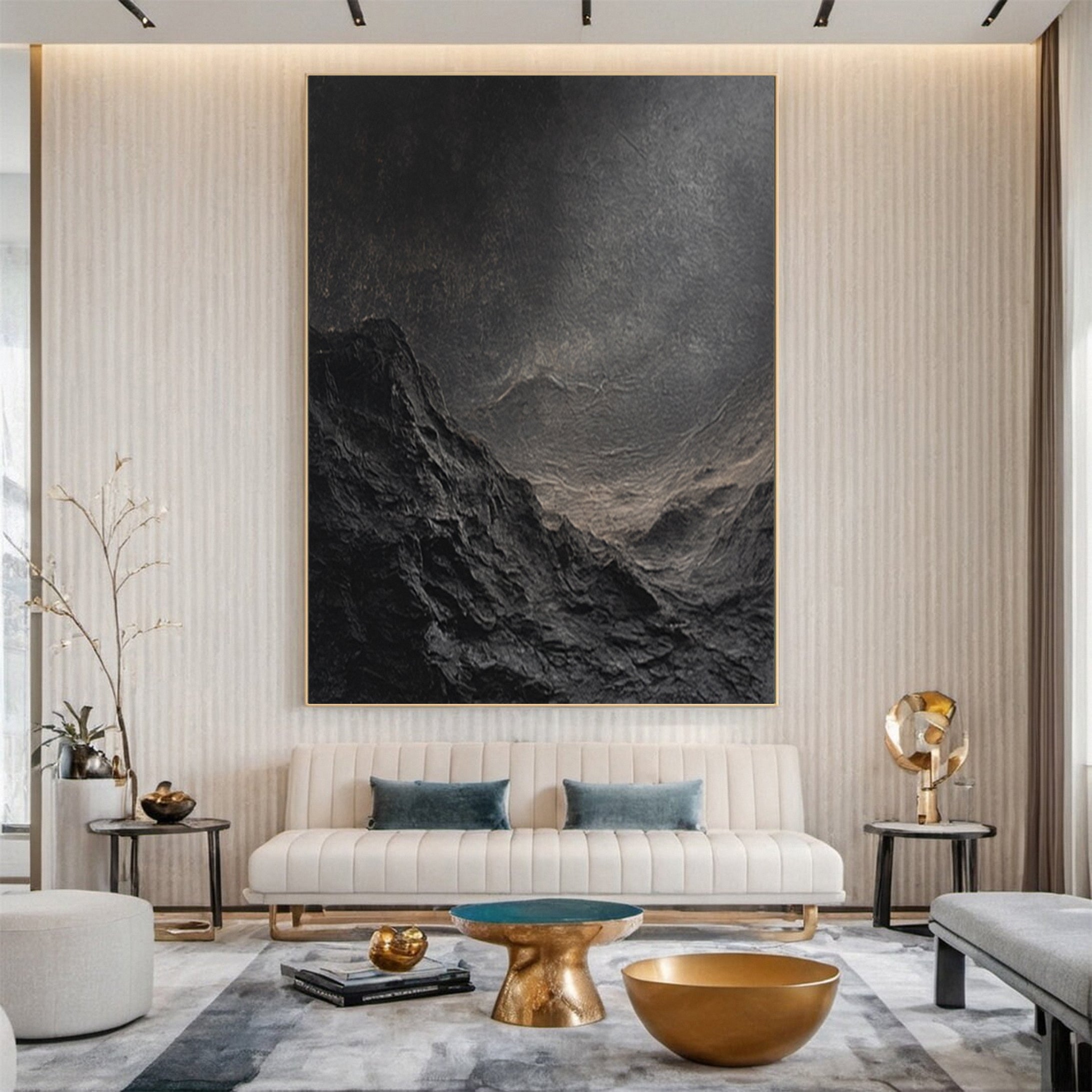 Sculptural Black Textured Wall Art for Minimalist Decor #BM 086