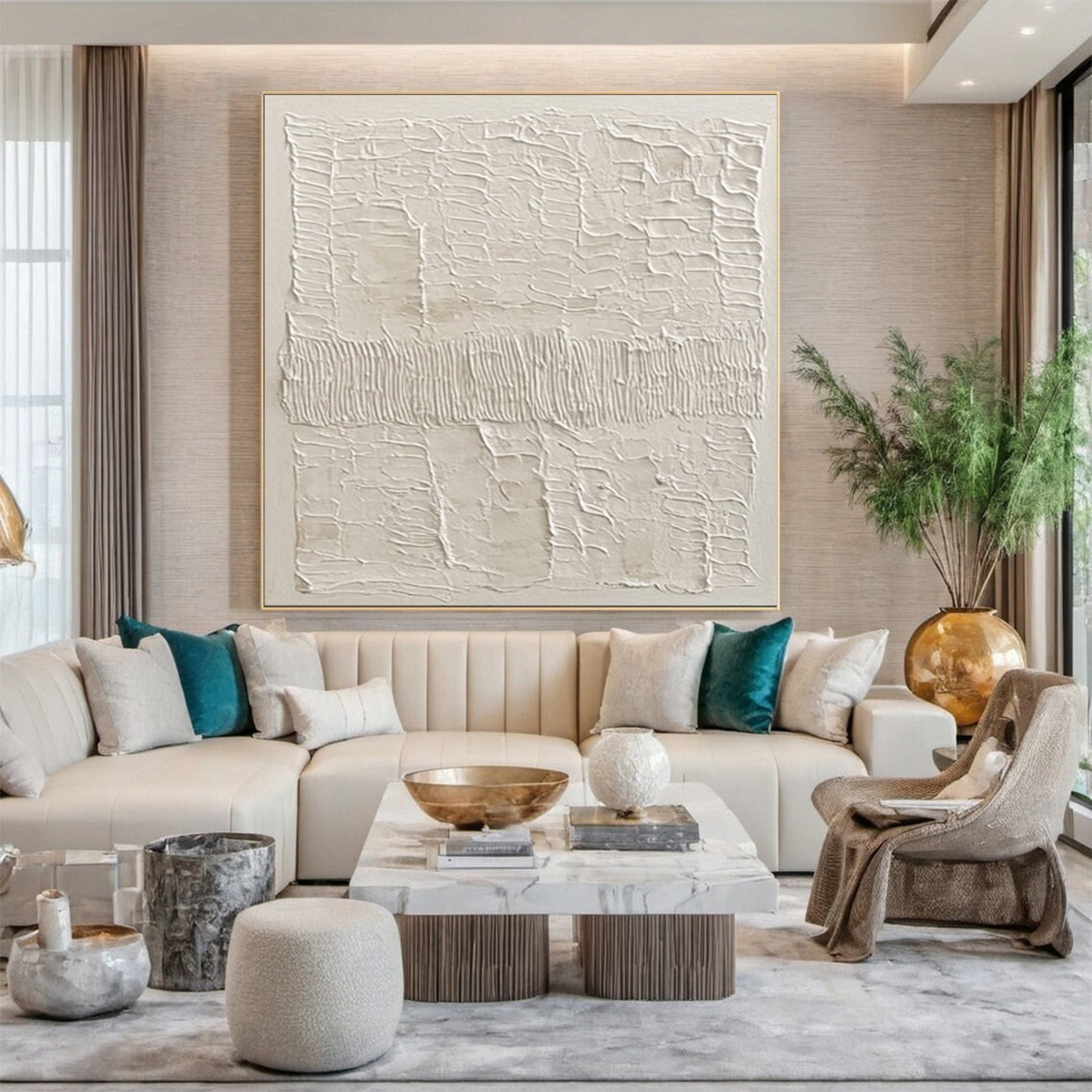 Minimalist Neutral Art with Varied Horizontal Tactile Bands #BGA 236