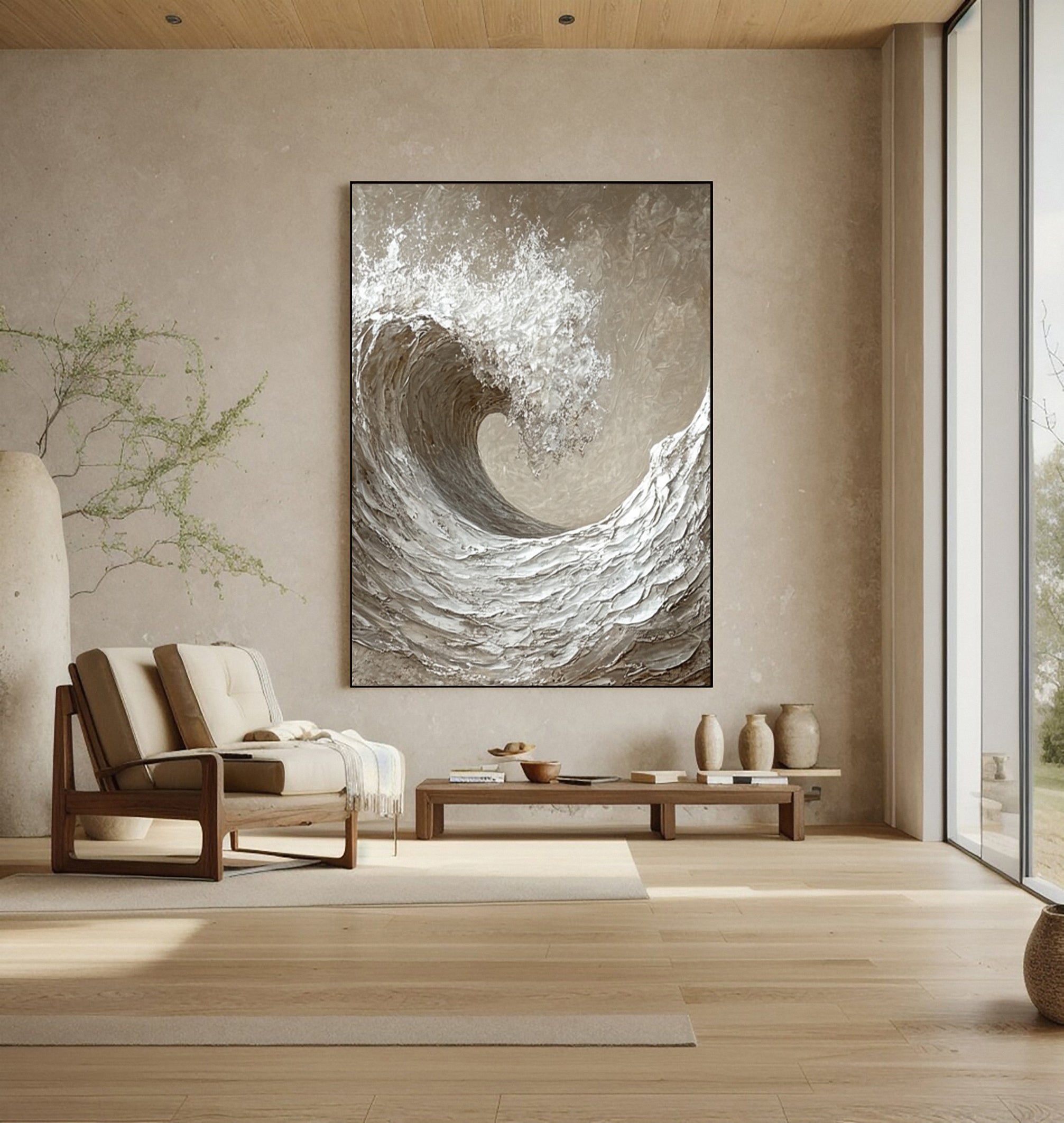 Sculpted Fury: Abstract Wave with Tactile Depth #BGA 242