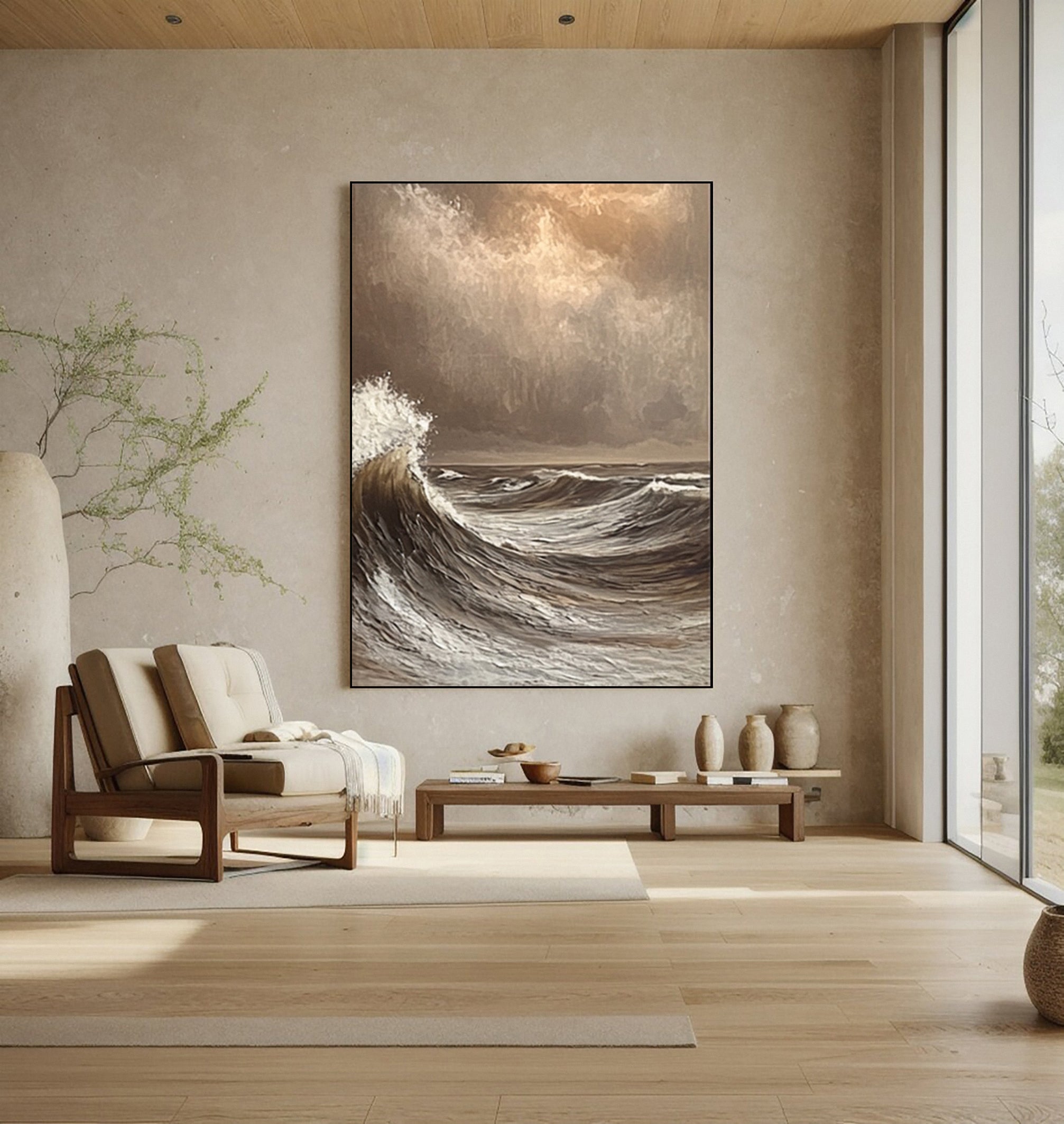 Modern Abstract Wave with Heavy Texture and Dramatic Sky #BGA 255