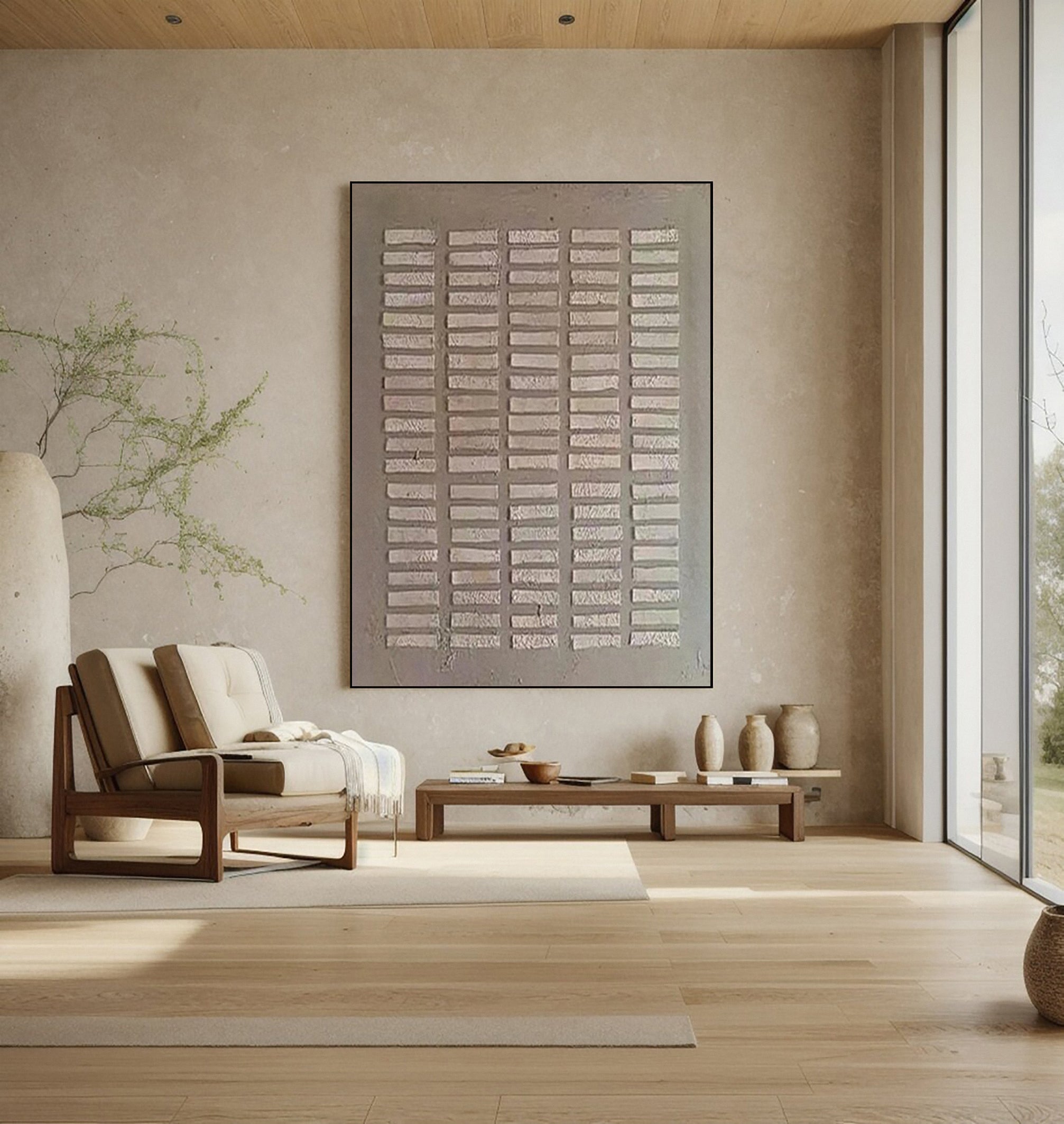 Minimalist Art with Horizontal Bands of Textured Rectangles #BGA 221