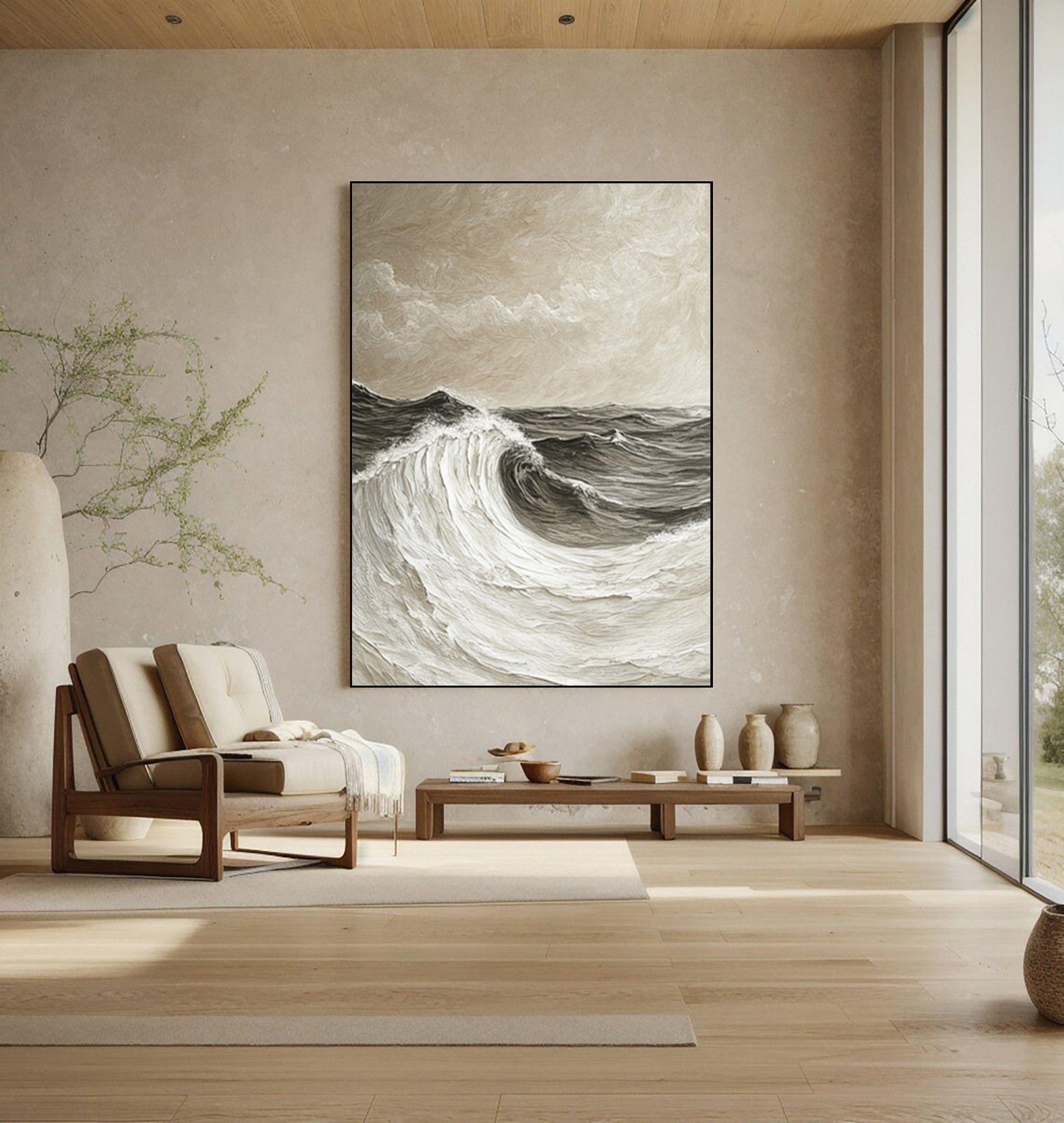 Modern Abstract Wave with Texture and Atmospheric Clouds #BGA 256