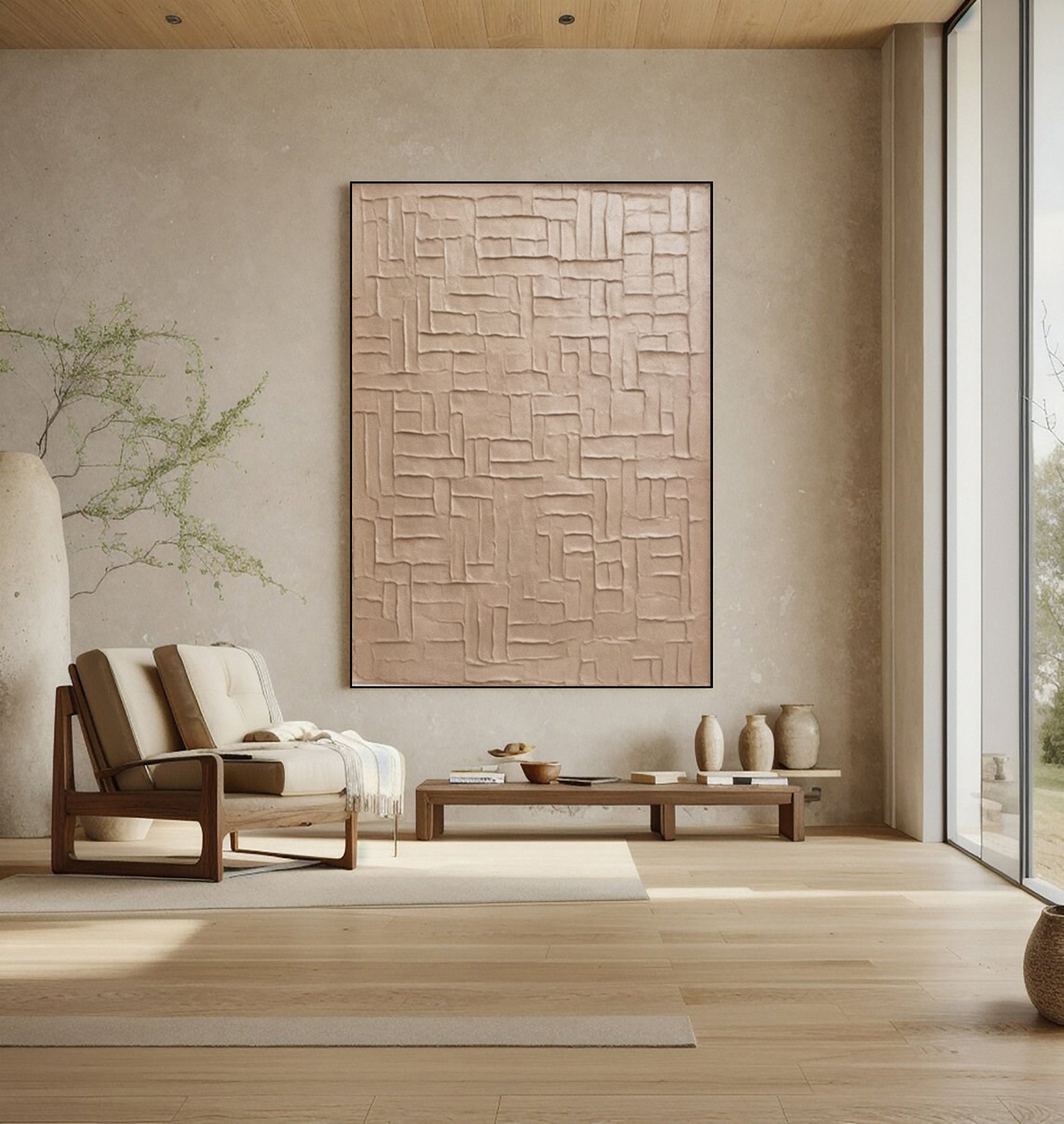 Minimalist Neutral Canvas with Structured Textured Blocks #BGA 224