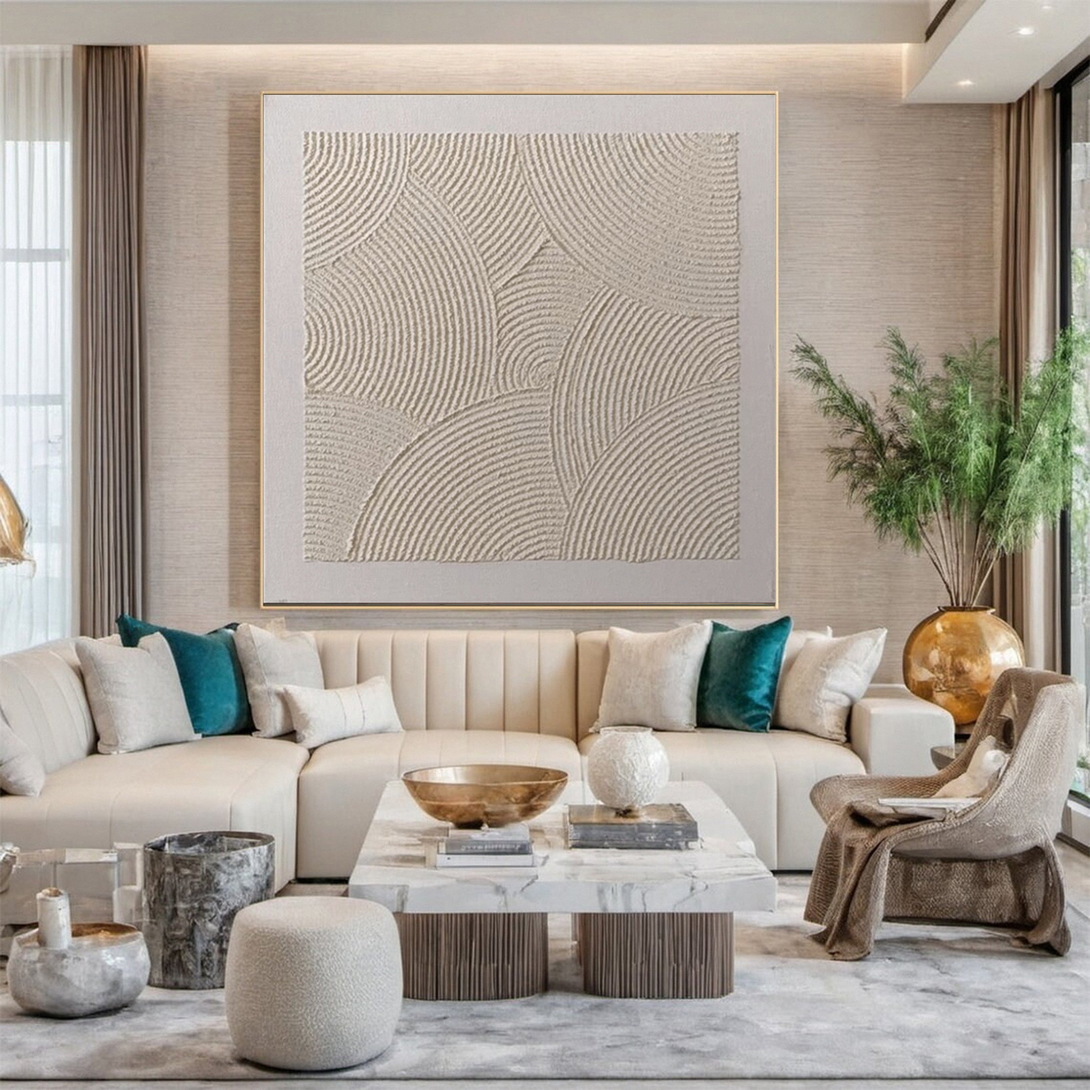 Modern Abstract Canvas with Textured Petal-like Segments #BGA 232