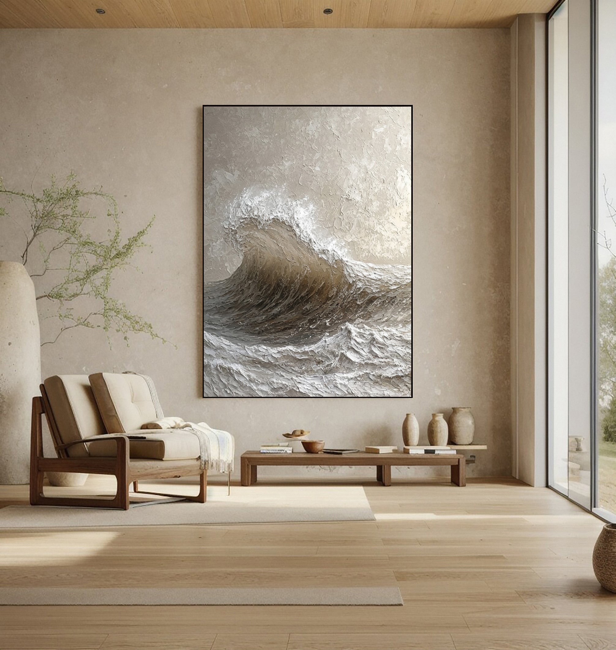 Dynamic Textured Ocean Wave Art Capturing Oceanic Power #BGA 243