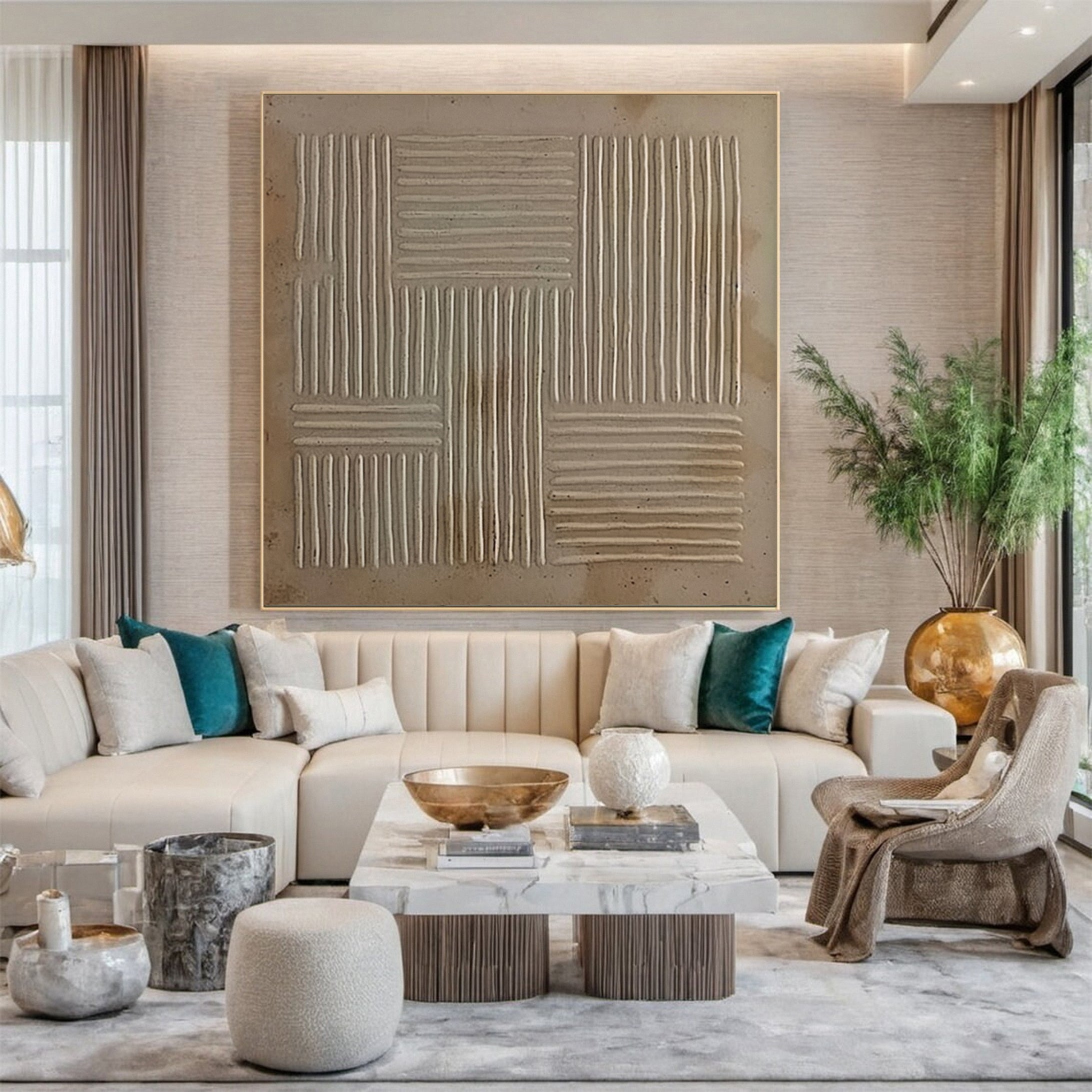 Wabi Sabi Minimalist Art with Subtle Linear Textural Contrast #BGA 225