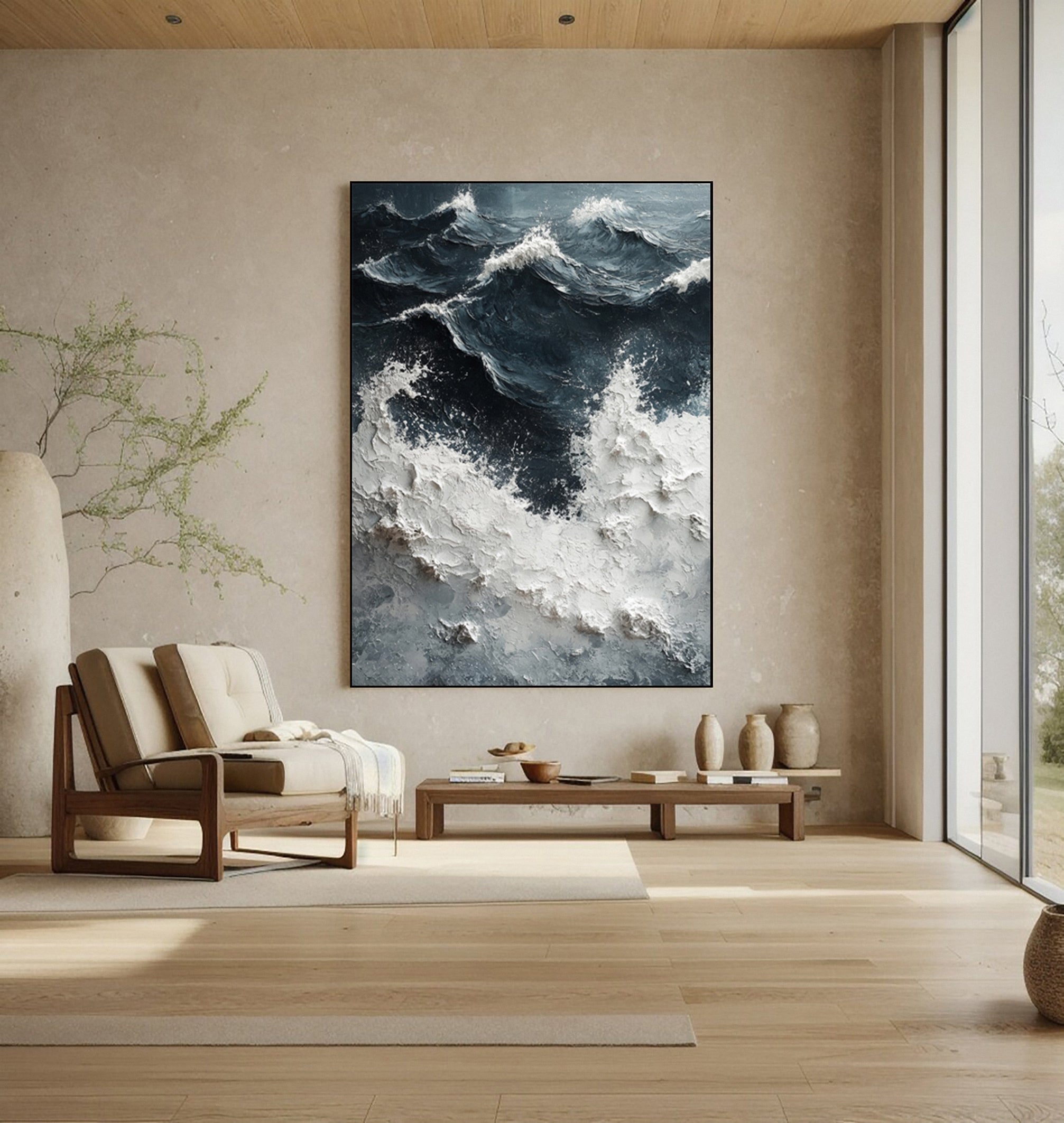 Modern Abstract Wave with Heavy Texture and Dramatic Sky #BGA 263