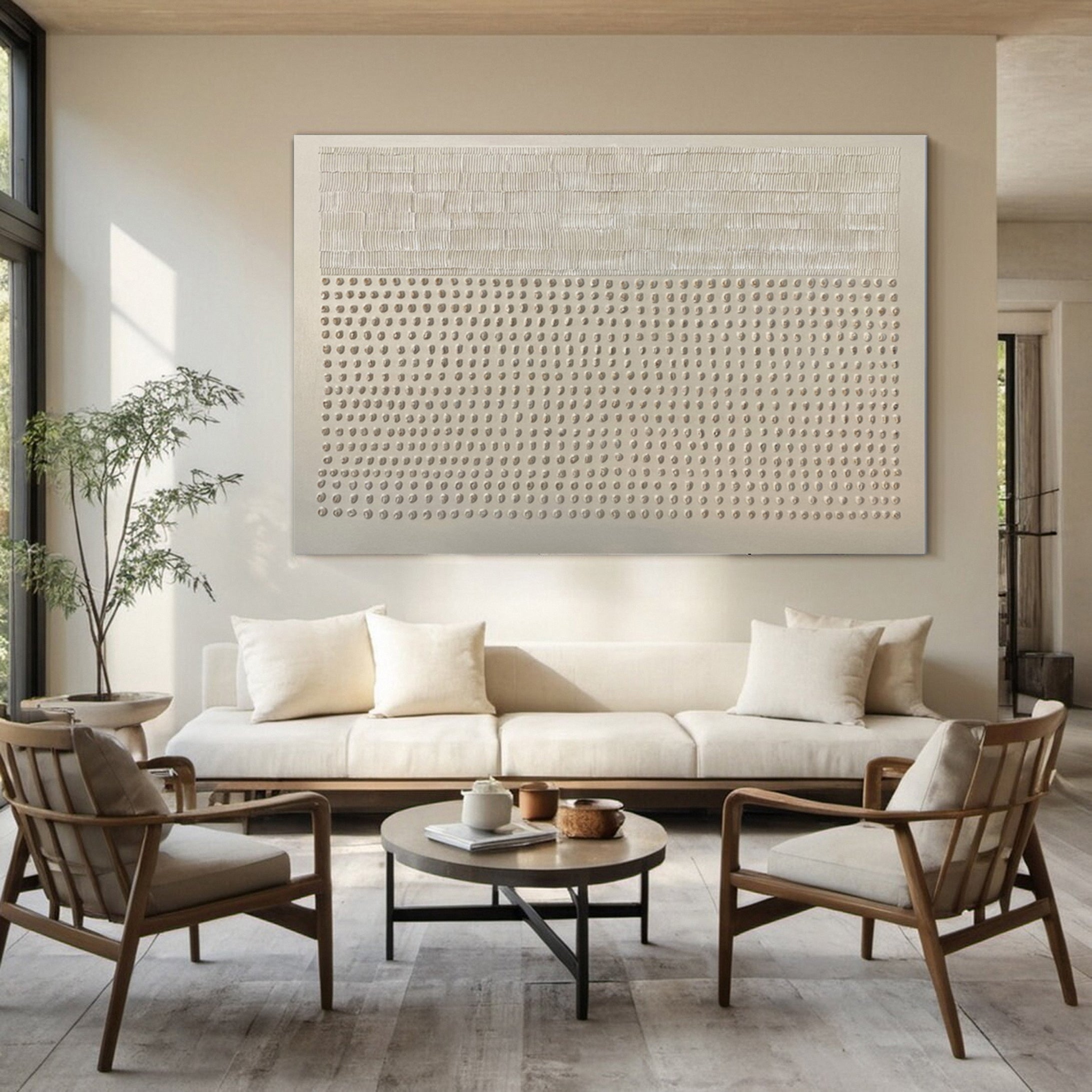Abstract Neutral Composition with Linear and Dot Patterns #BGA 219