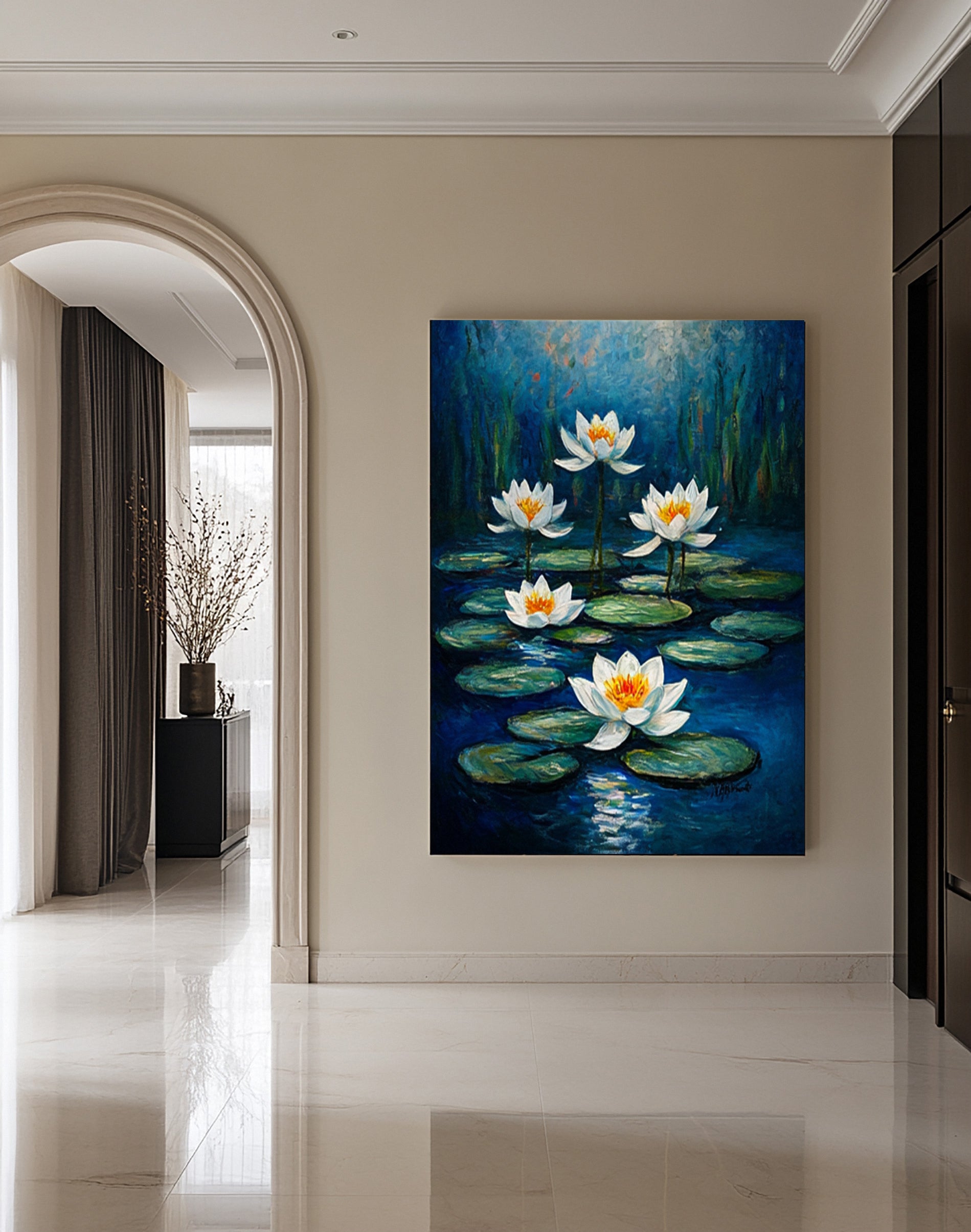 Contemporary Artwork Capturing the Tranquility of a Night Pond #BGA 278