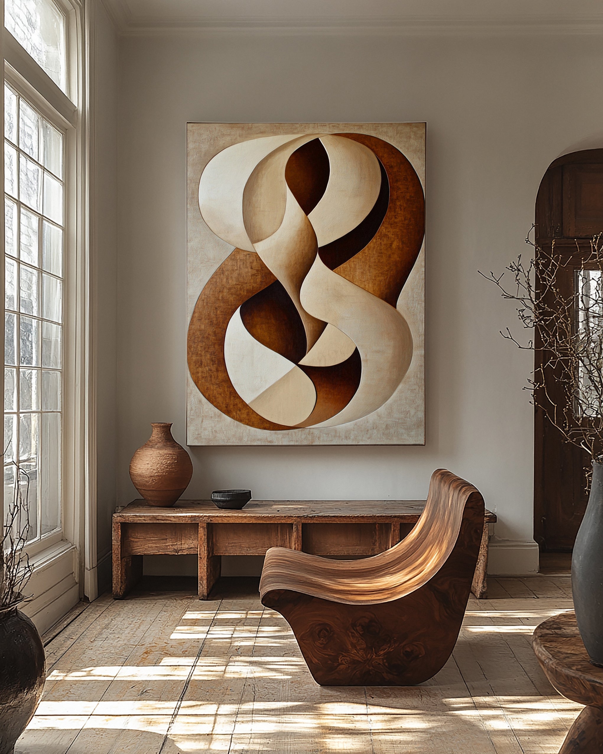 Quiet Embrace: Minimalist Abstract with Gentle Swirling Forms #BGA 211