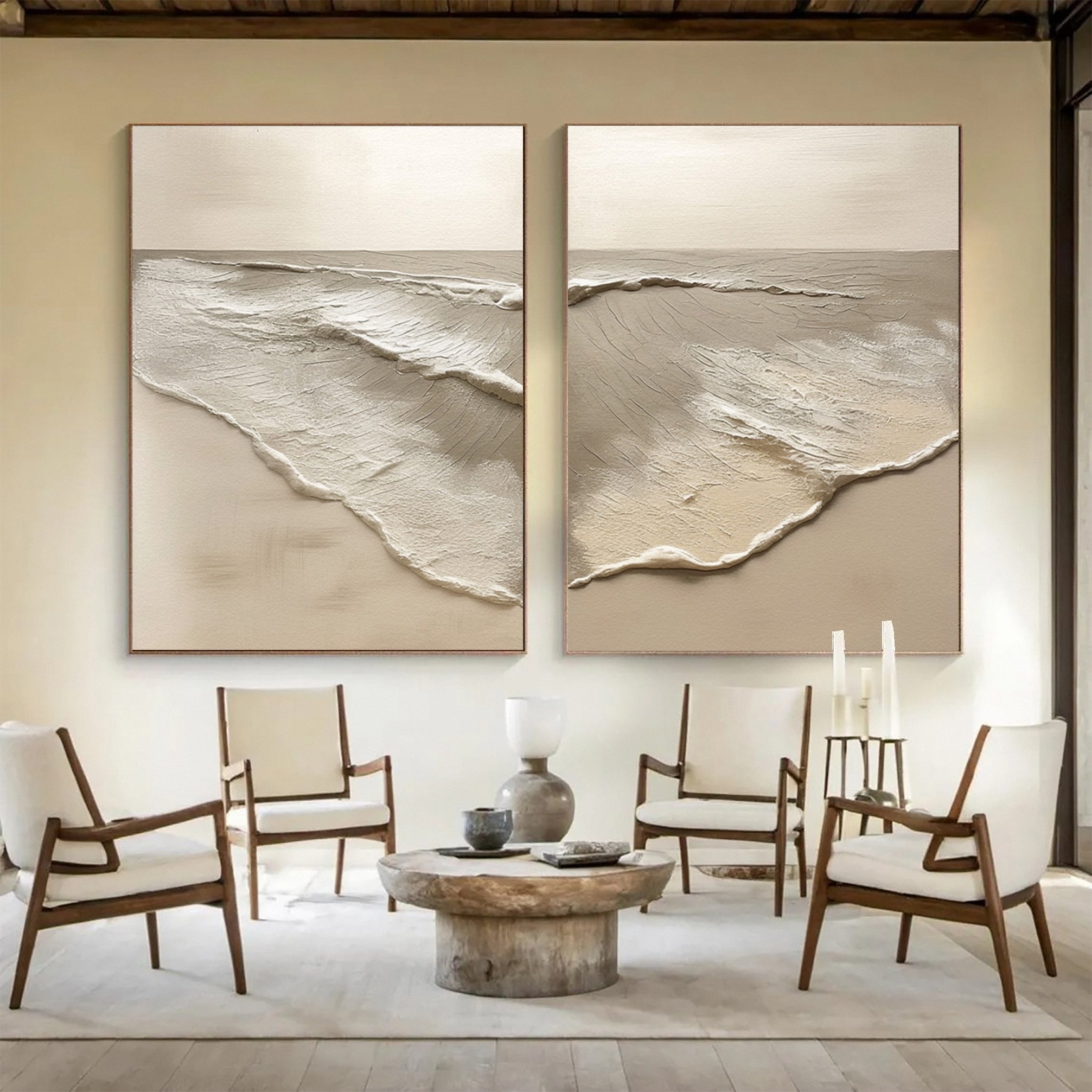 Abstract Beach Pair with Naturally Textured Muted Tones #BGA 220