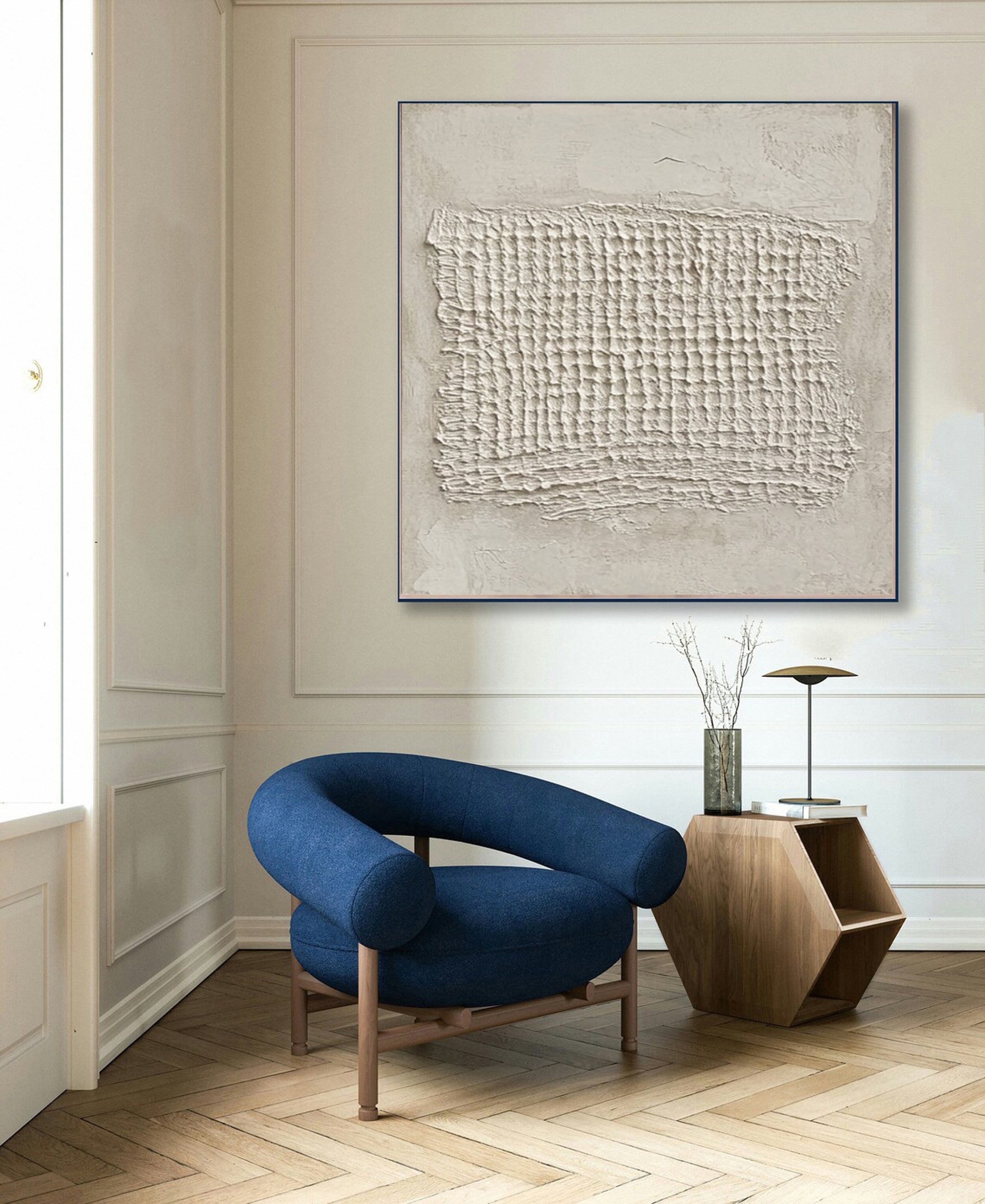 Contemporary Neutral Painting with Organic Textured Center #BGA 233