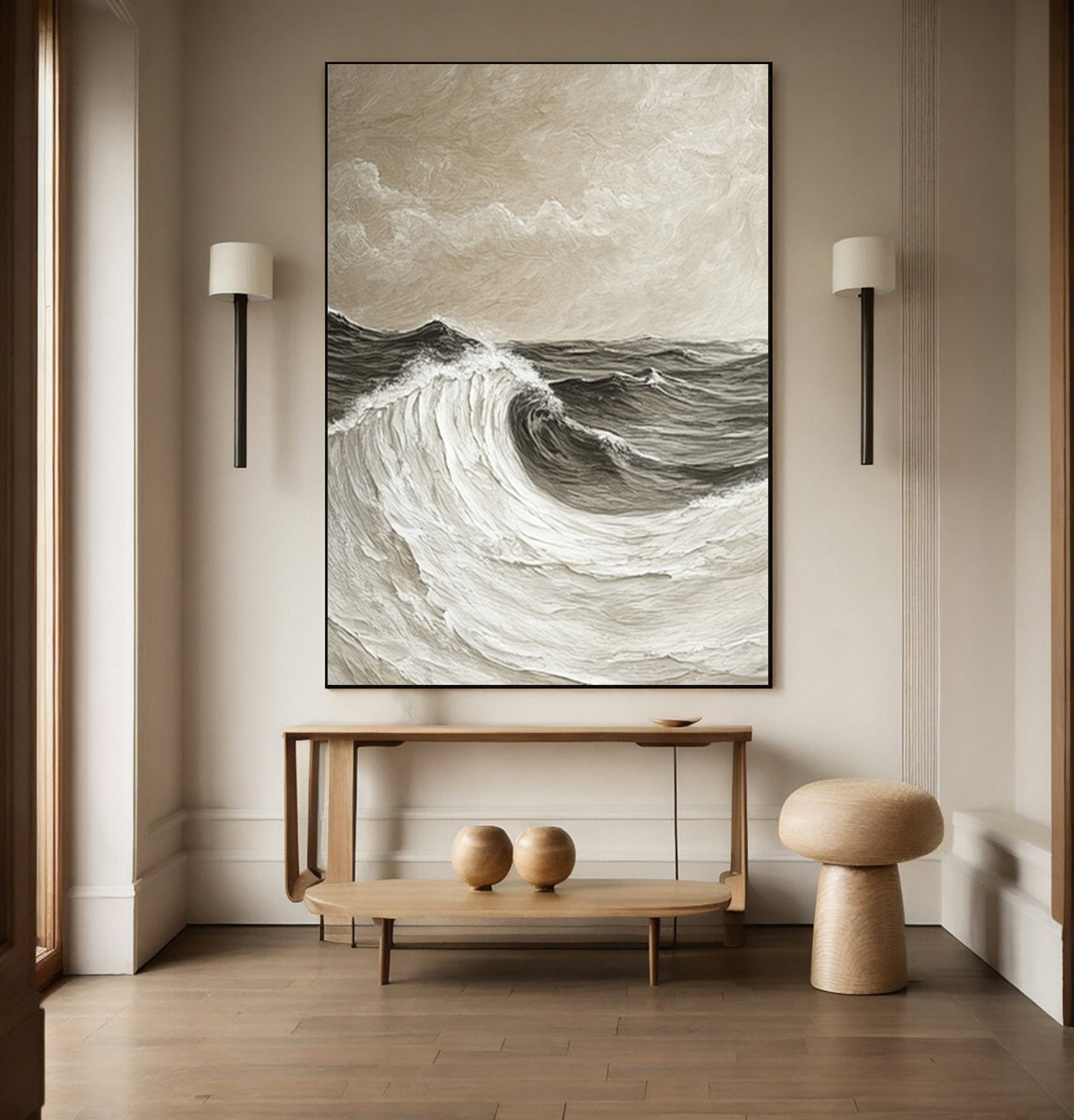 Modern Abstract Wave with Texture and Atmospheric Clouds #BGA 256