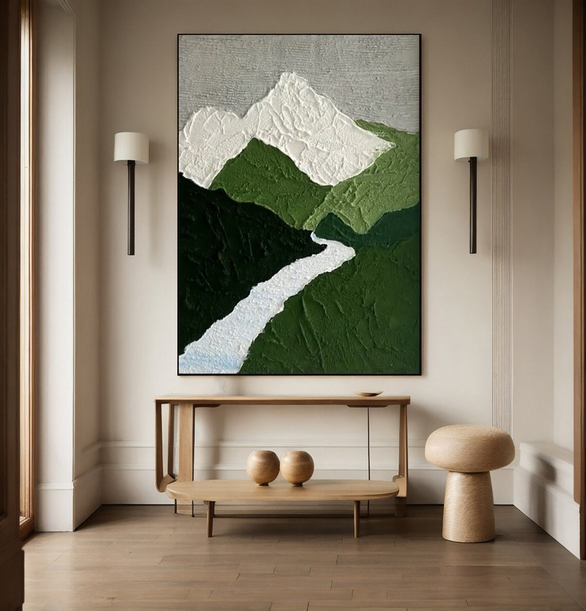 Abstract Canvas with Texture Evoking Peaks, Valleys And River #BGA 273