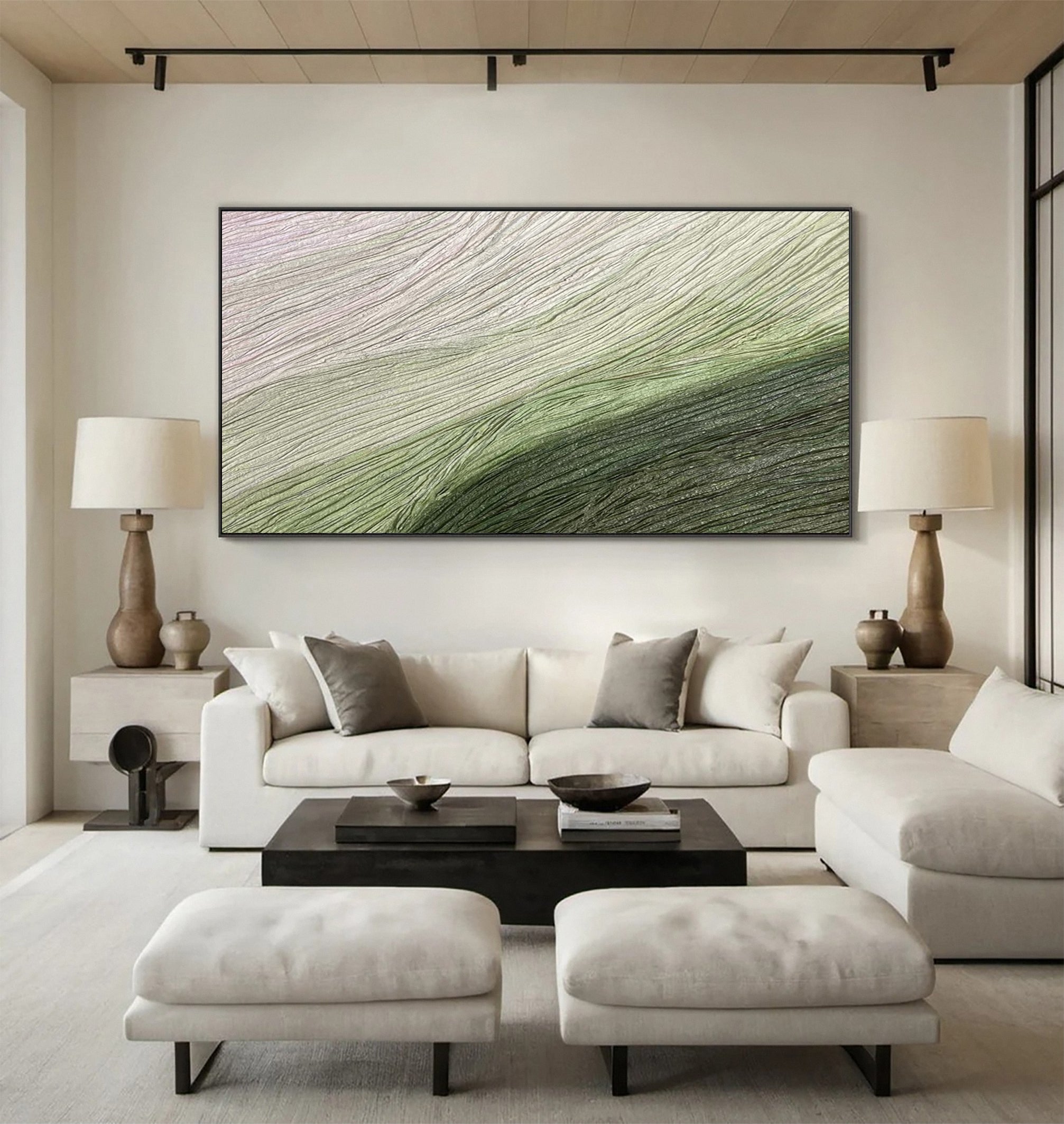 Modern Abstract Canvas with Organic Horizontal Textures #BGA 266