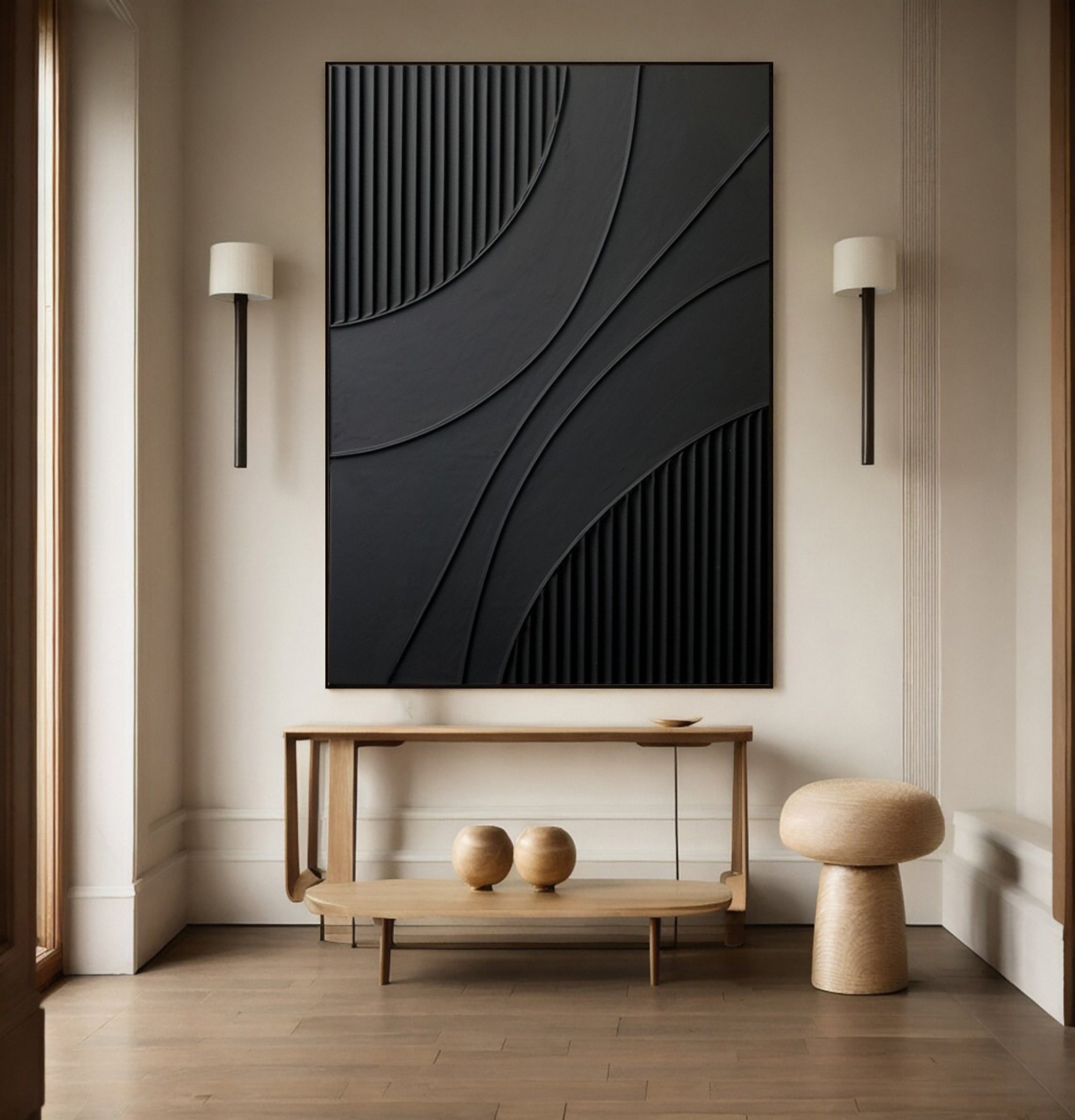 Contemporary Art with Striated Sections and Smooth Areas #BGA 246