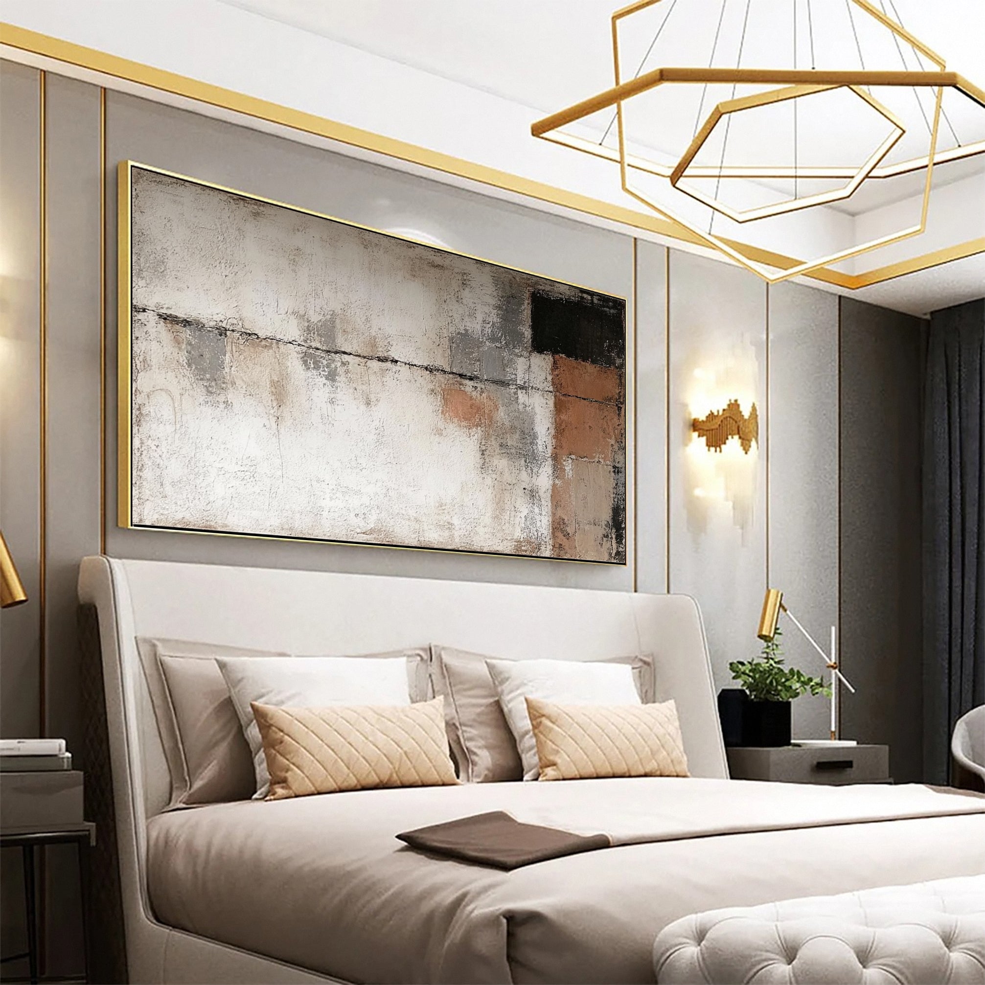 Rustic Harmony Large Abstract Earth Tones Painting #BBA 042