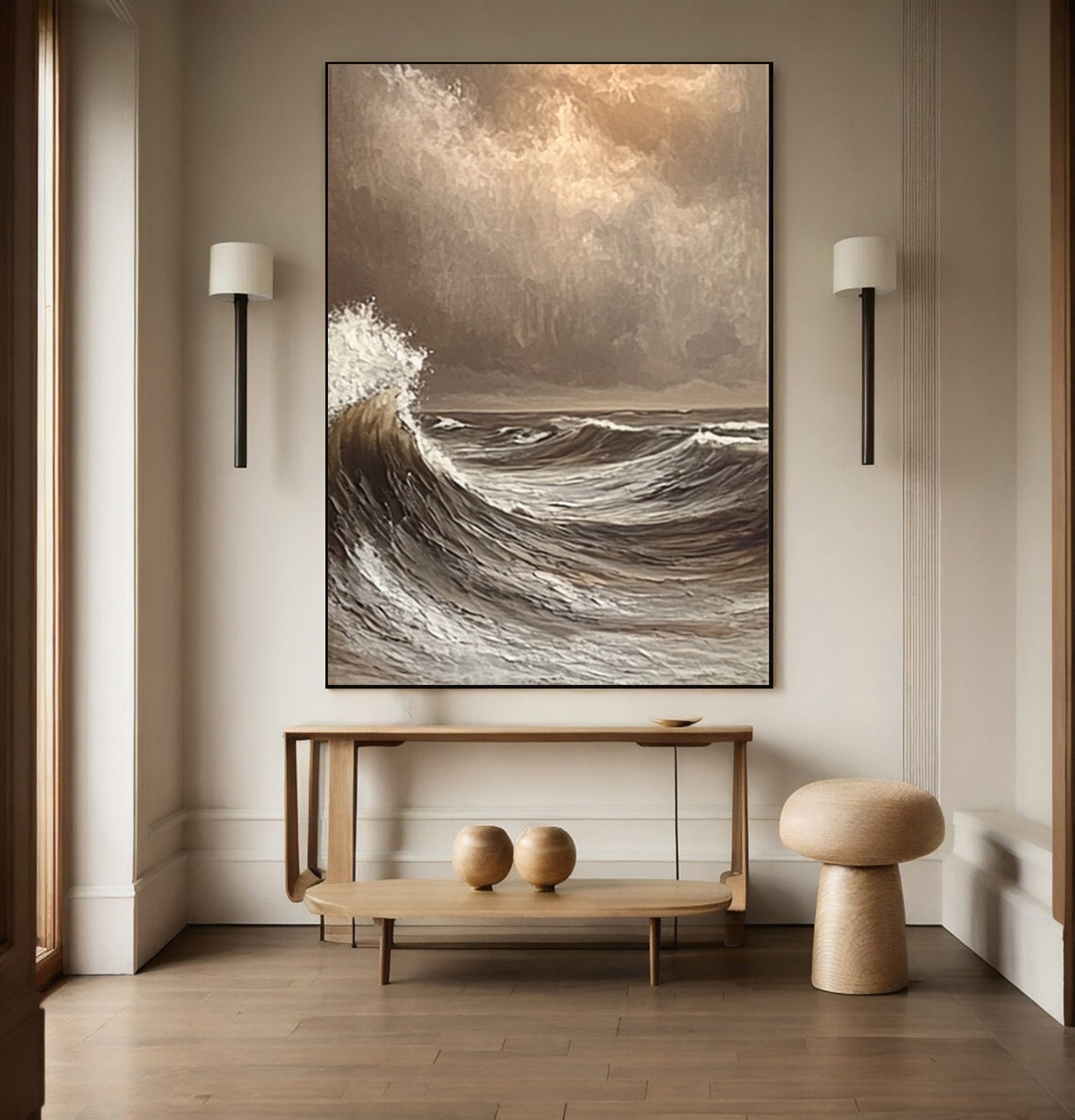 Modern Abstract Wave with Heavy Texture and Dramatic Sky #BGA 255