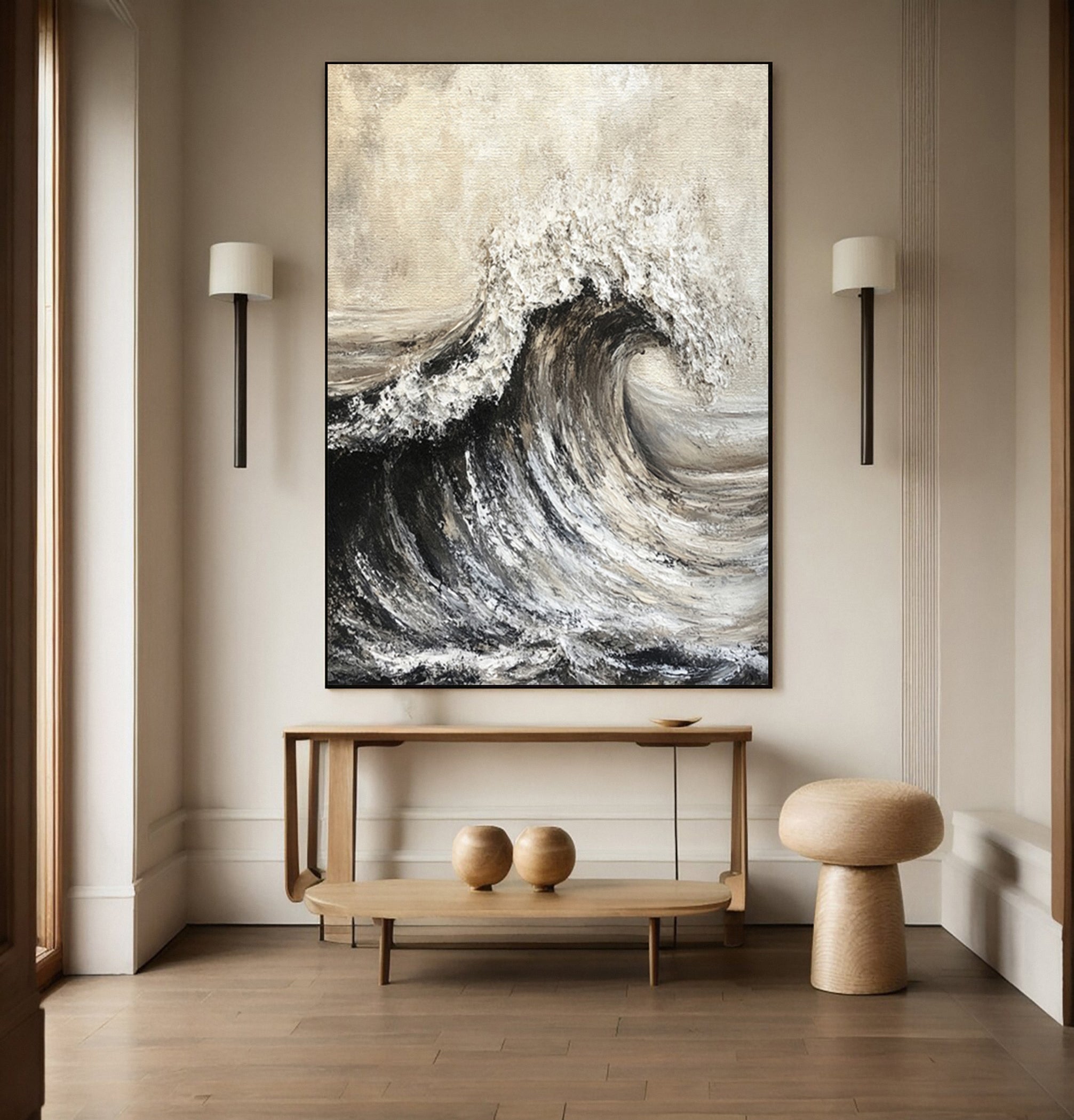 Brown Abstract Ocean Wave Relief with Bold Tactile Surface #BGA 265