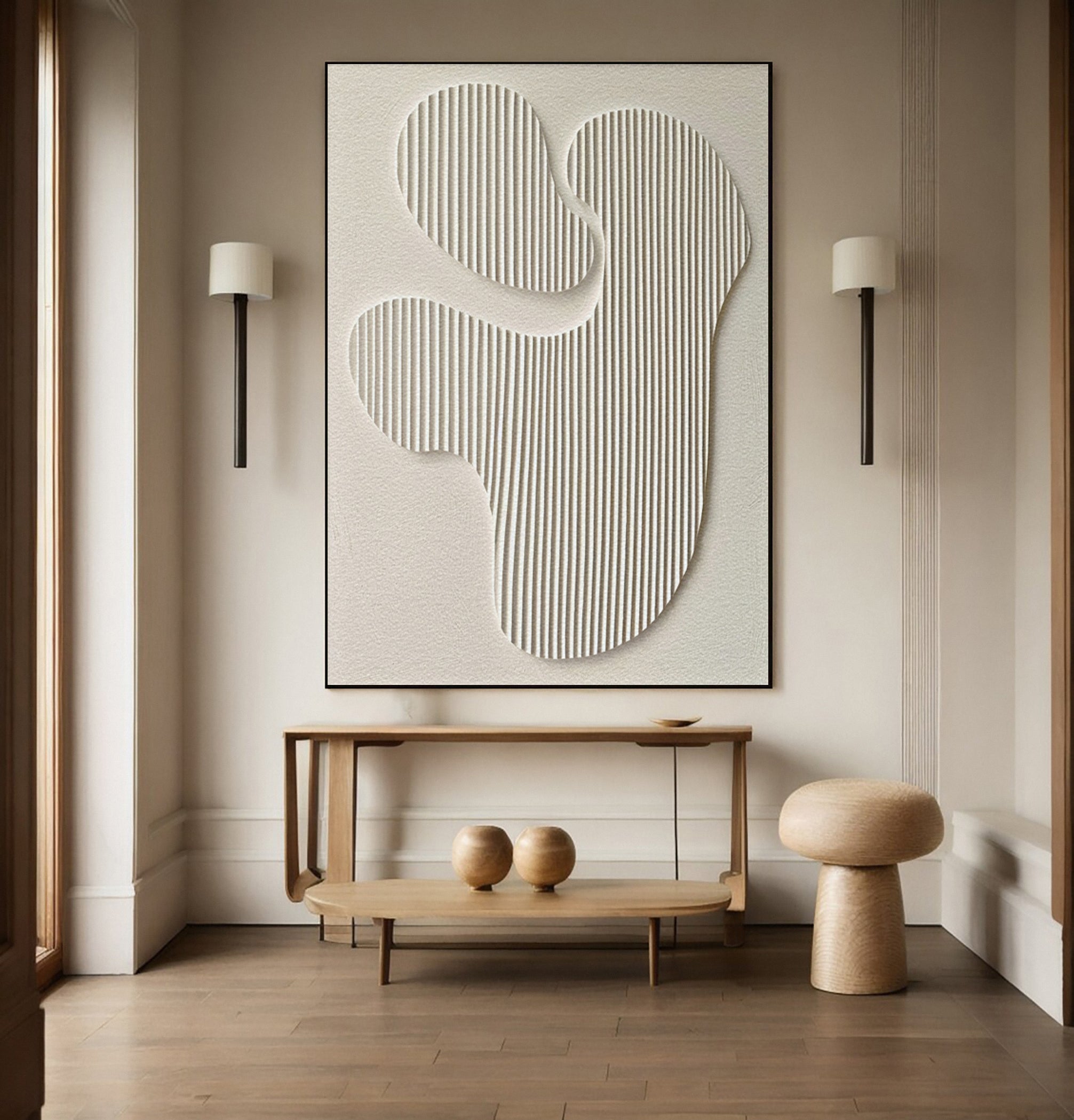 Minimalist Art with Textured Organic Forms and Vertical Lines #BGA 244