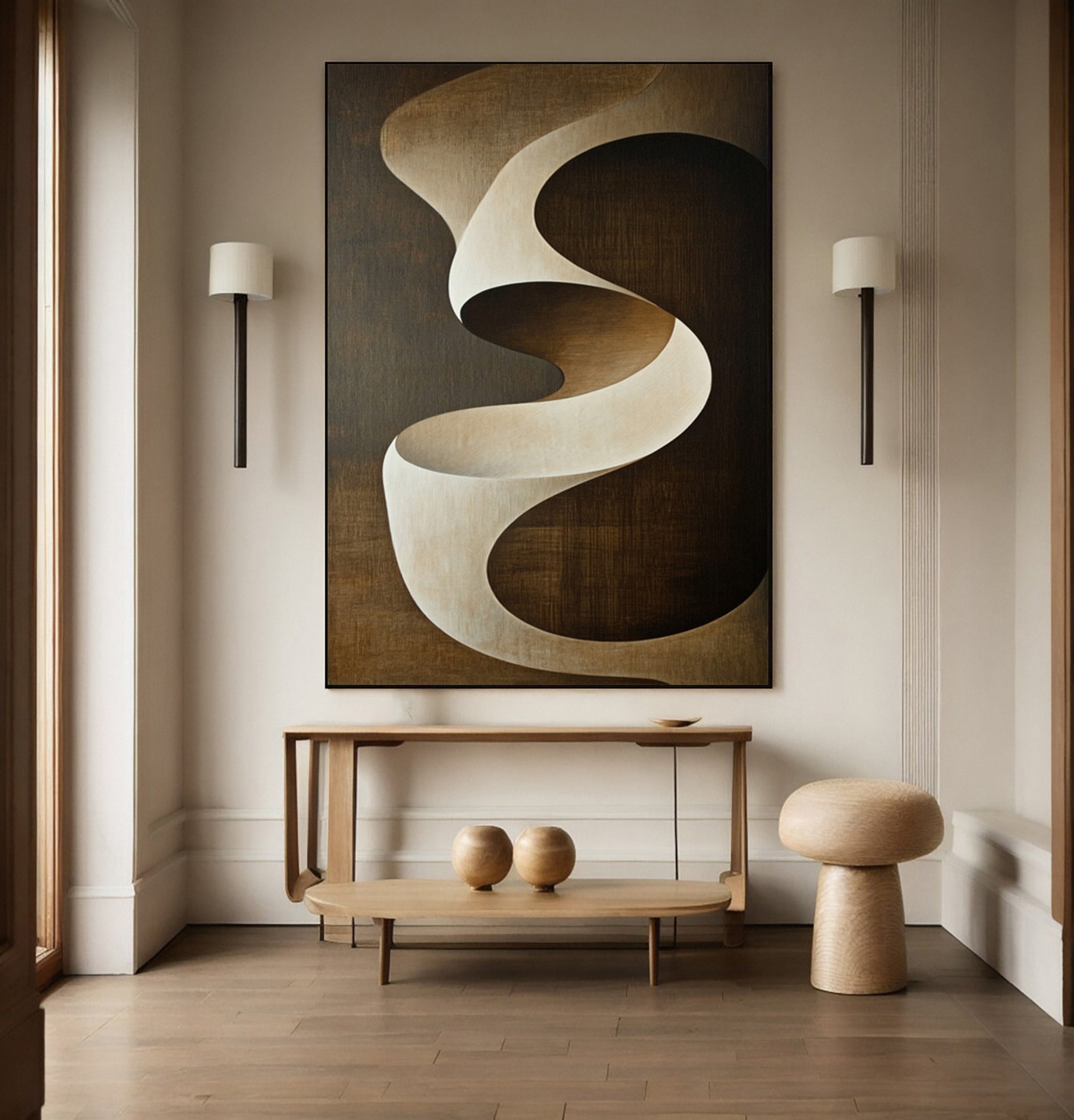 Ascending Curve: Dynamic Abstract in Earthy Tones #BGA 212