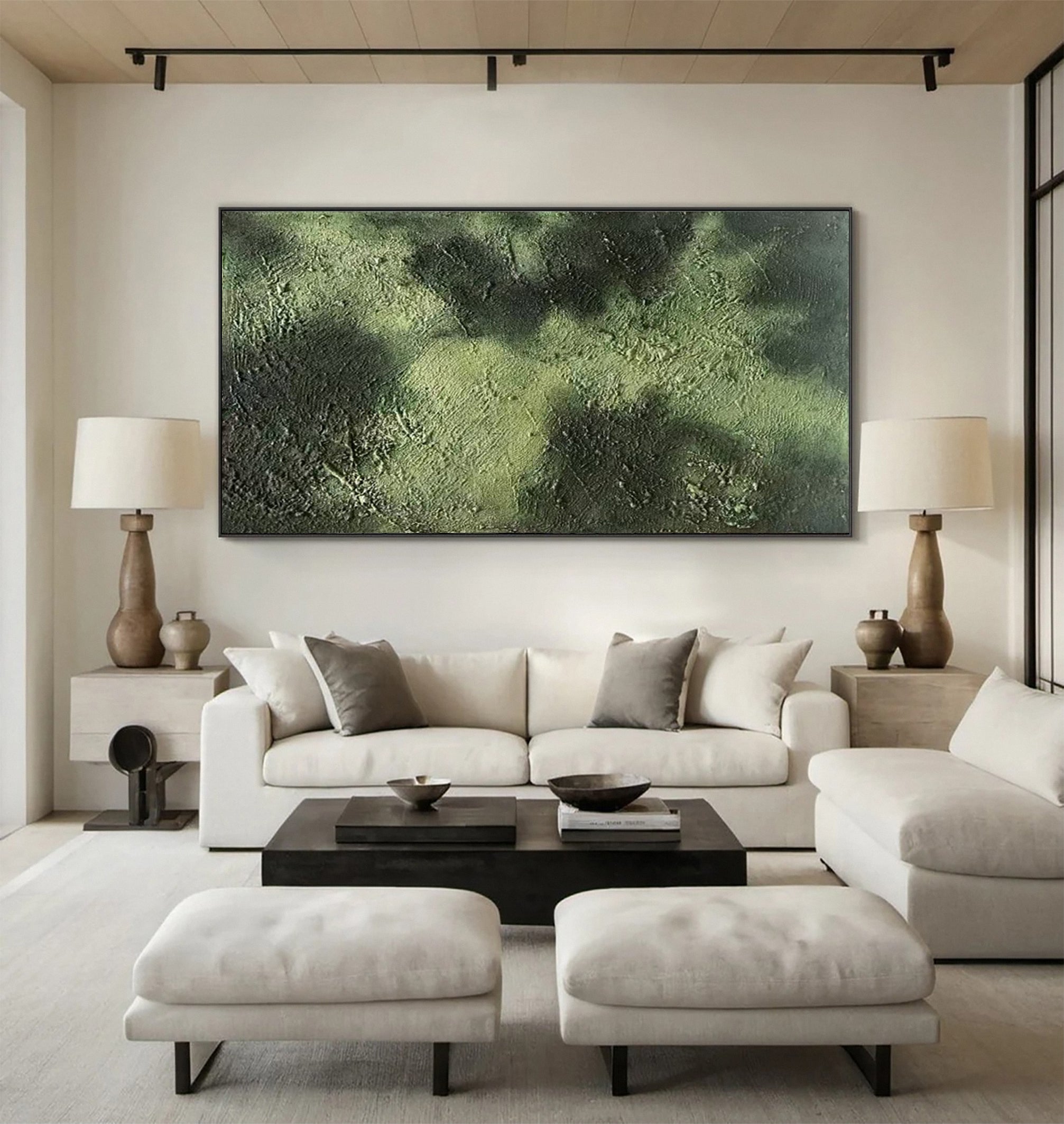 Green Abstract Ocean Wave Relief with Bold Tactile Surface #BGA 268